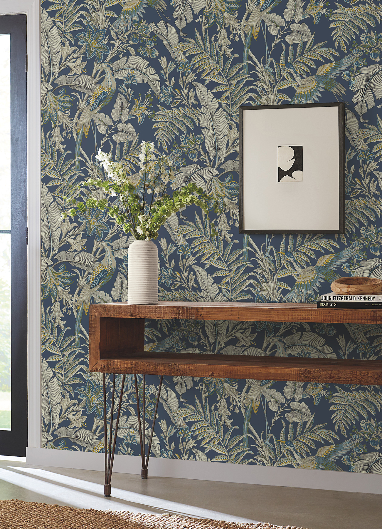 Heronwood Navy Wallpaper