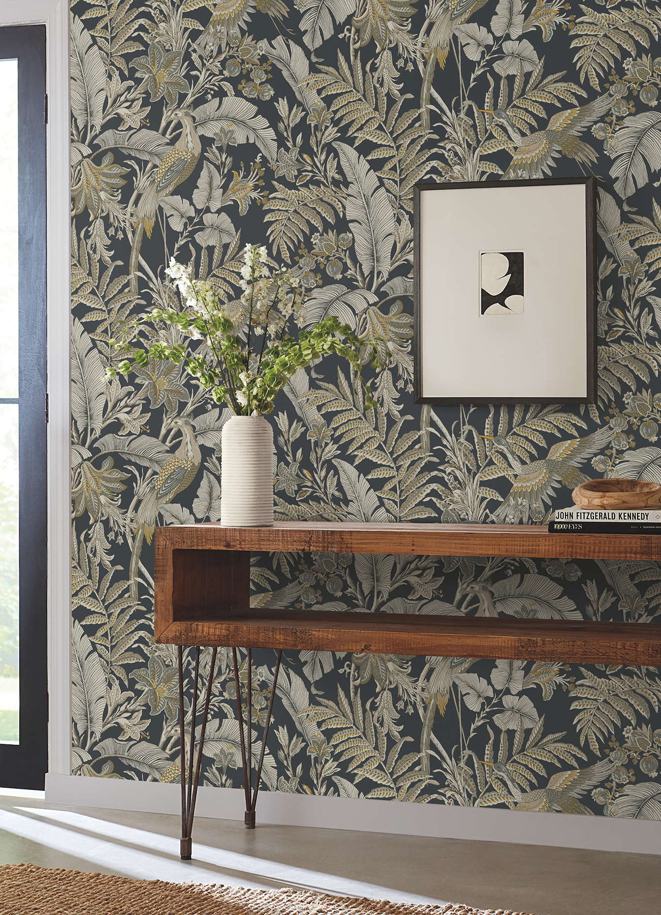 Heronwood Black Wallpaper