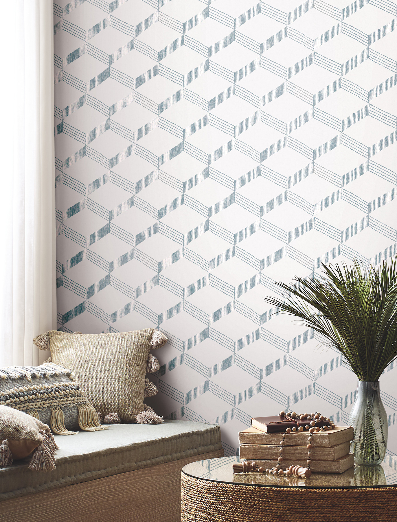 Palisades Paperweave Smokey Blue Wallpaper
