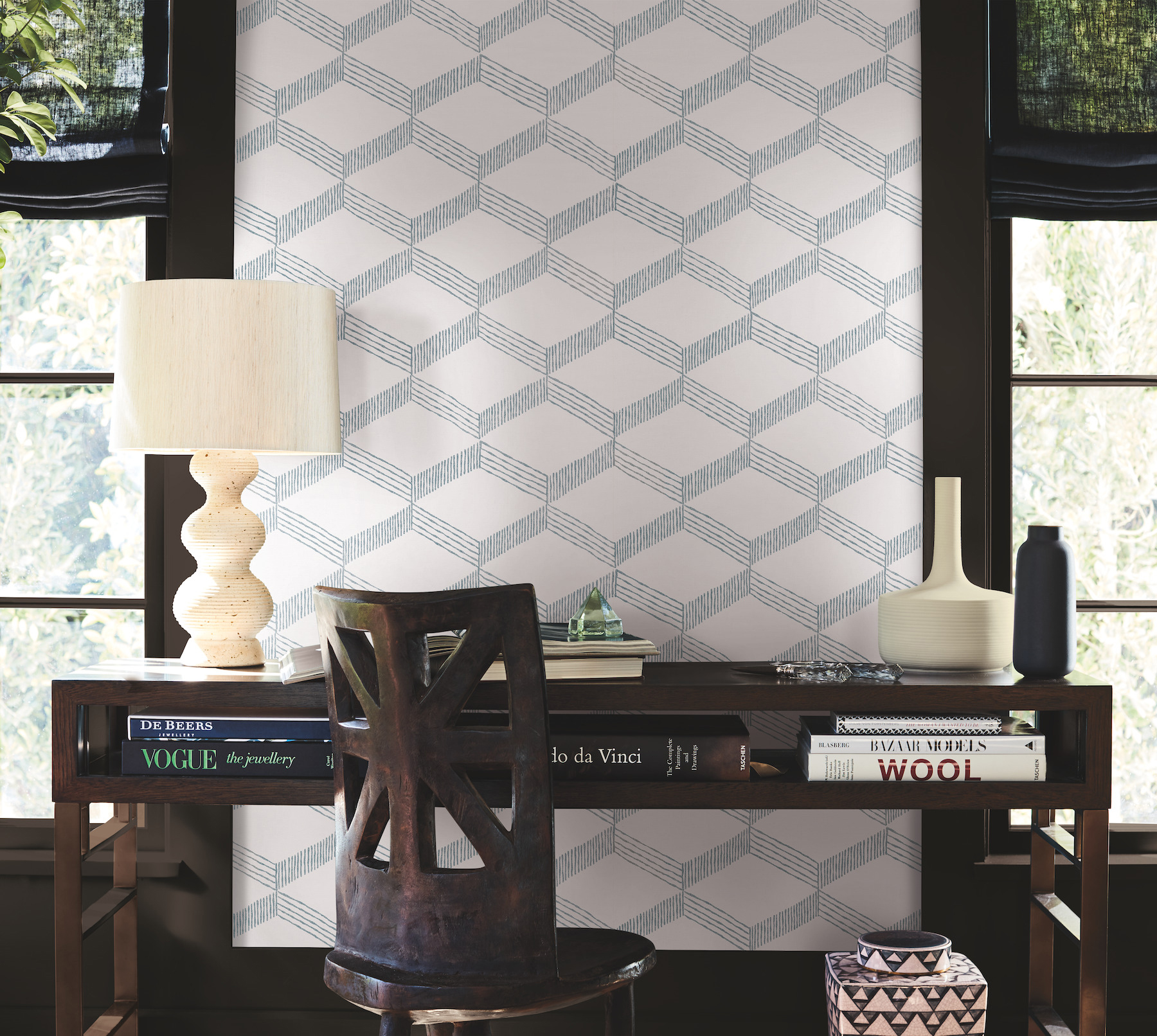 Palisades Paperweave Smokey Blue Wallpaper
