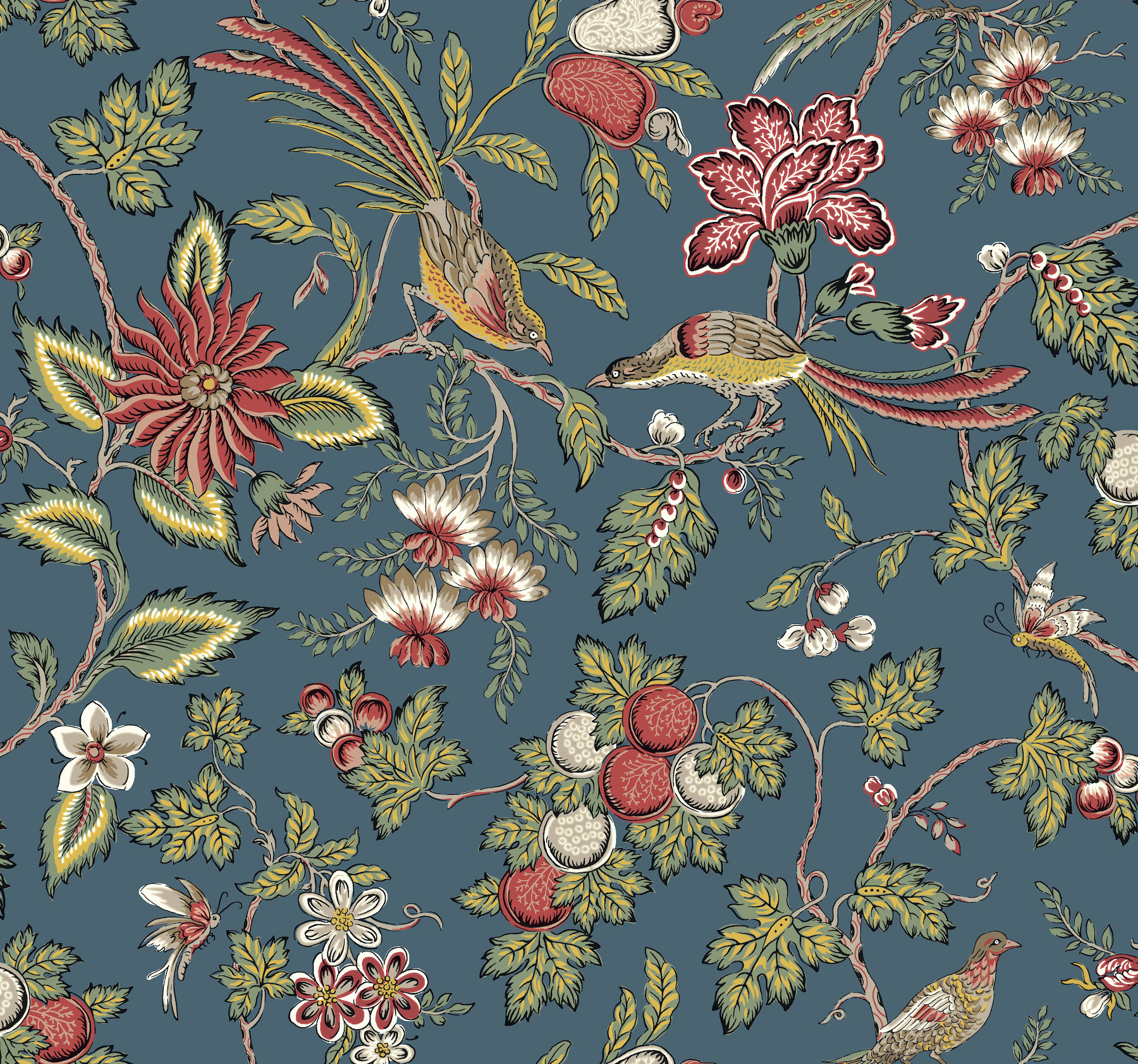 Parterre Indigo Jacobean Wallpaper