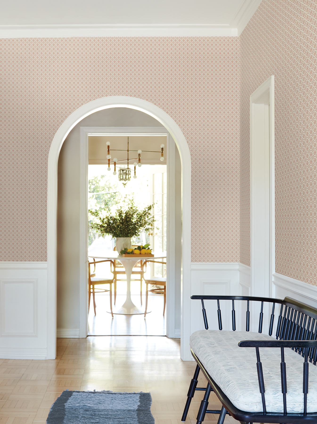 Priti Rose Floral Grid Wallpaper