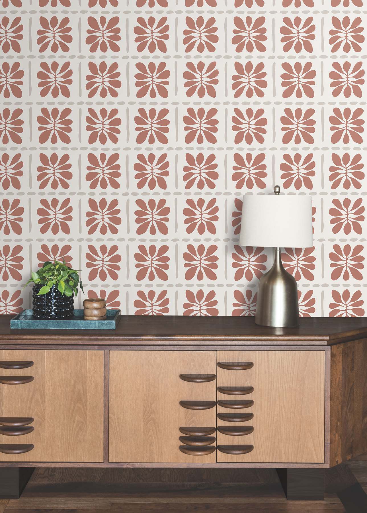 Mimosa Fleur Terracotta Wallpaper