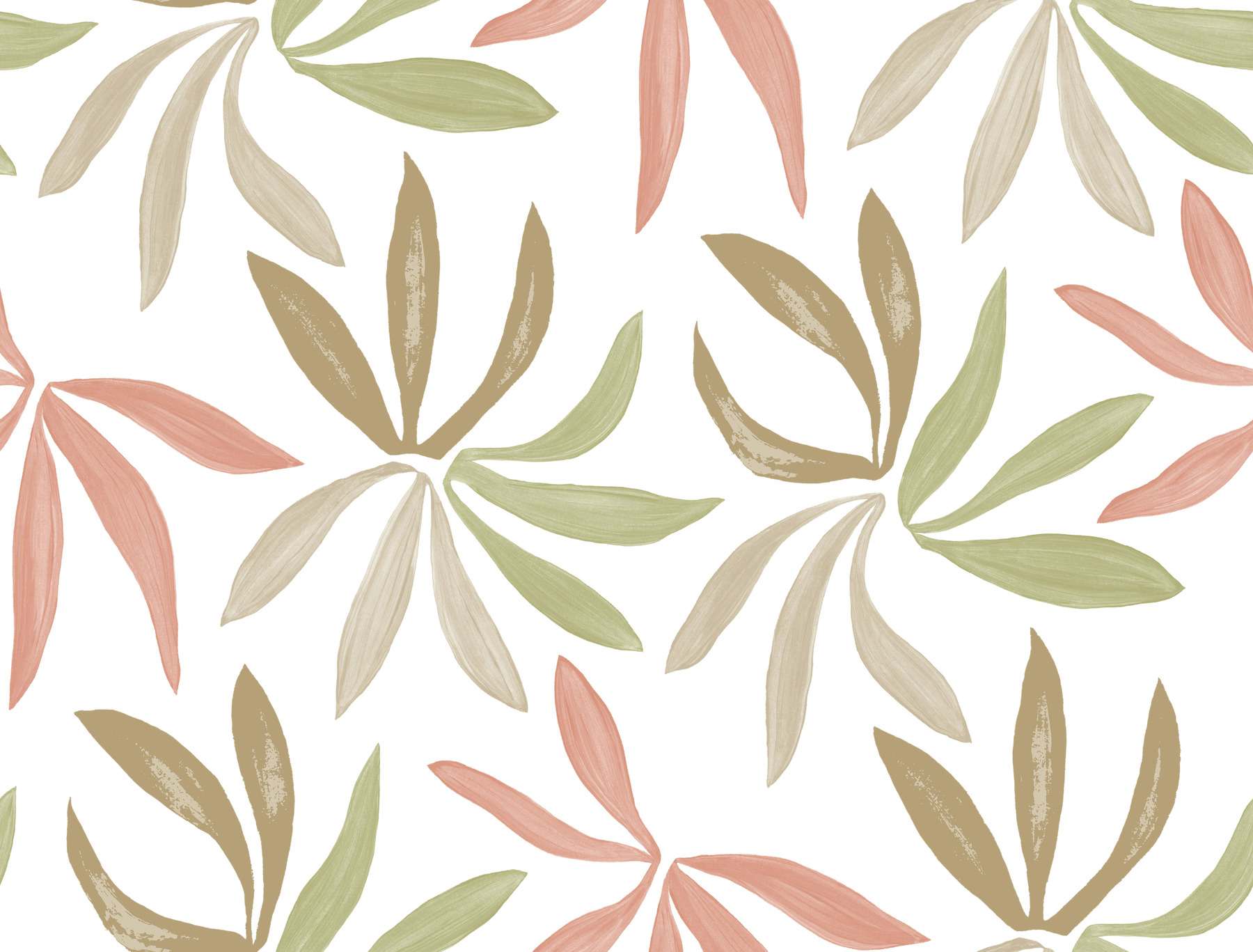 Little Garden Leaf & Coral Wallpaper