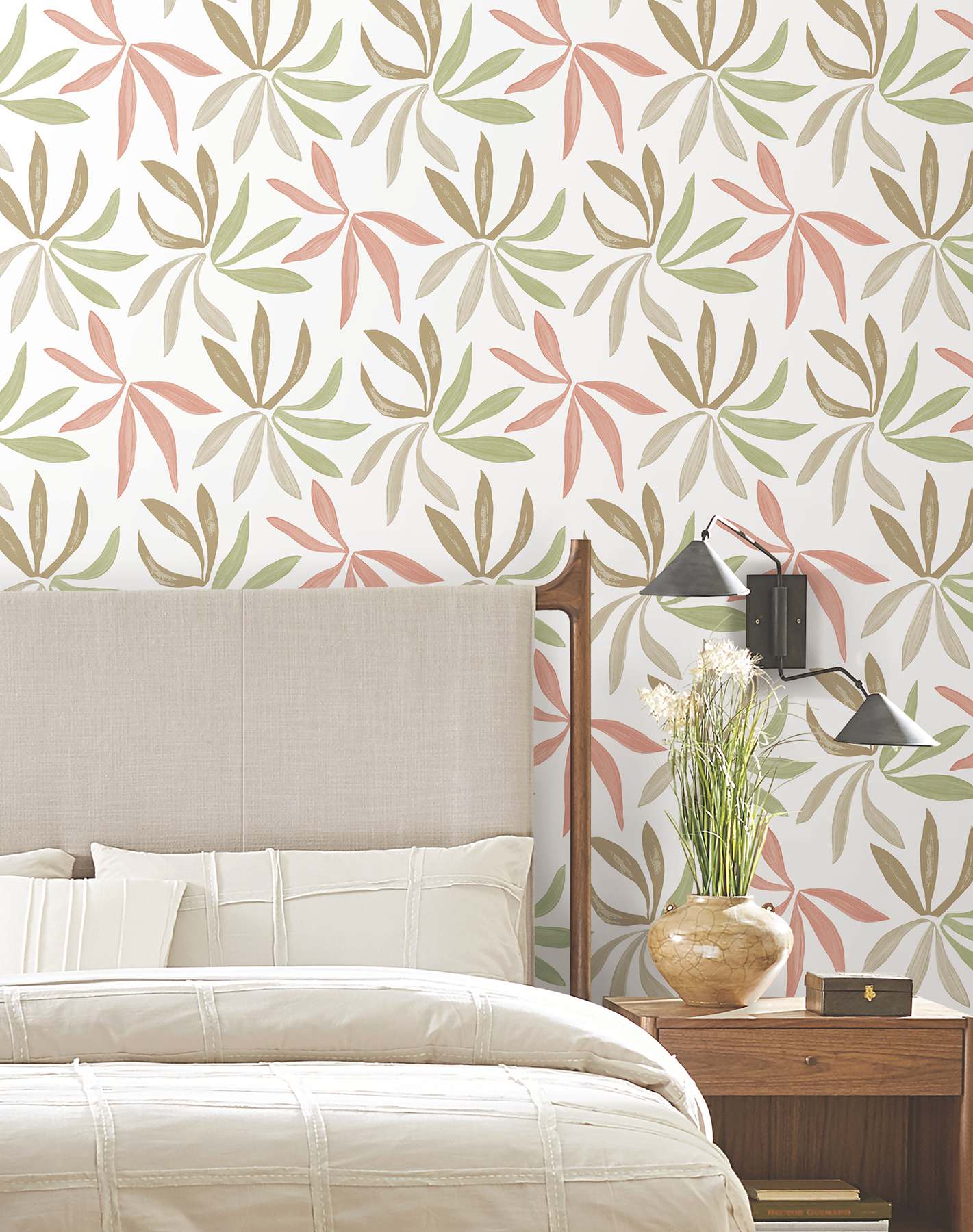 Little Garden Leaf & Coral Wallpaper