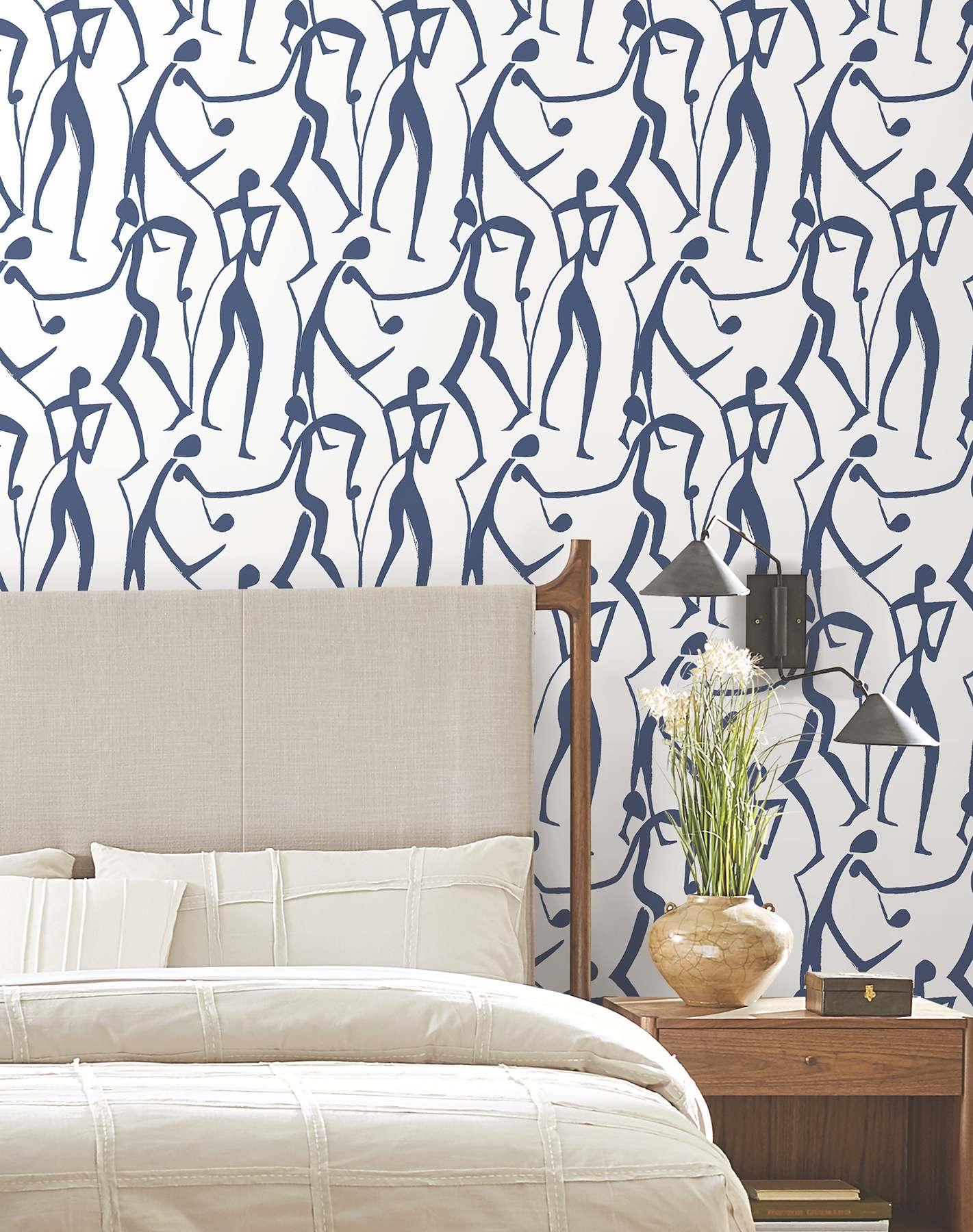 Joyful Dancers Ultramarine Wallpaper