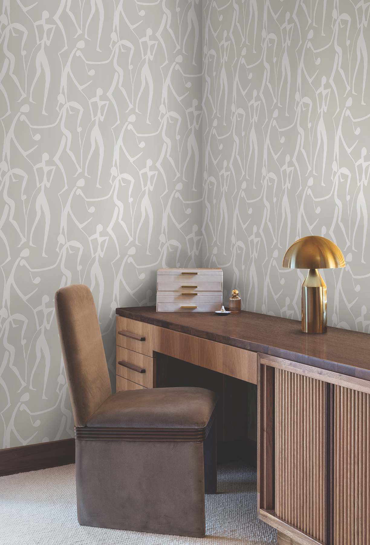 Joyful Dancers Lichen Grey Wallpaper