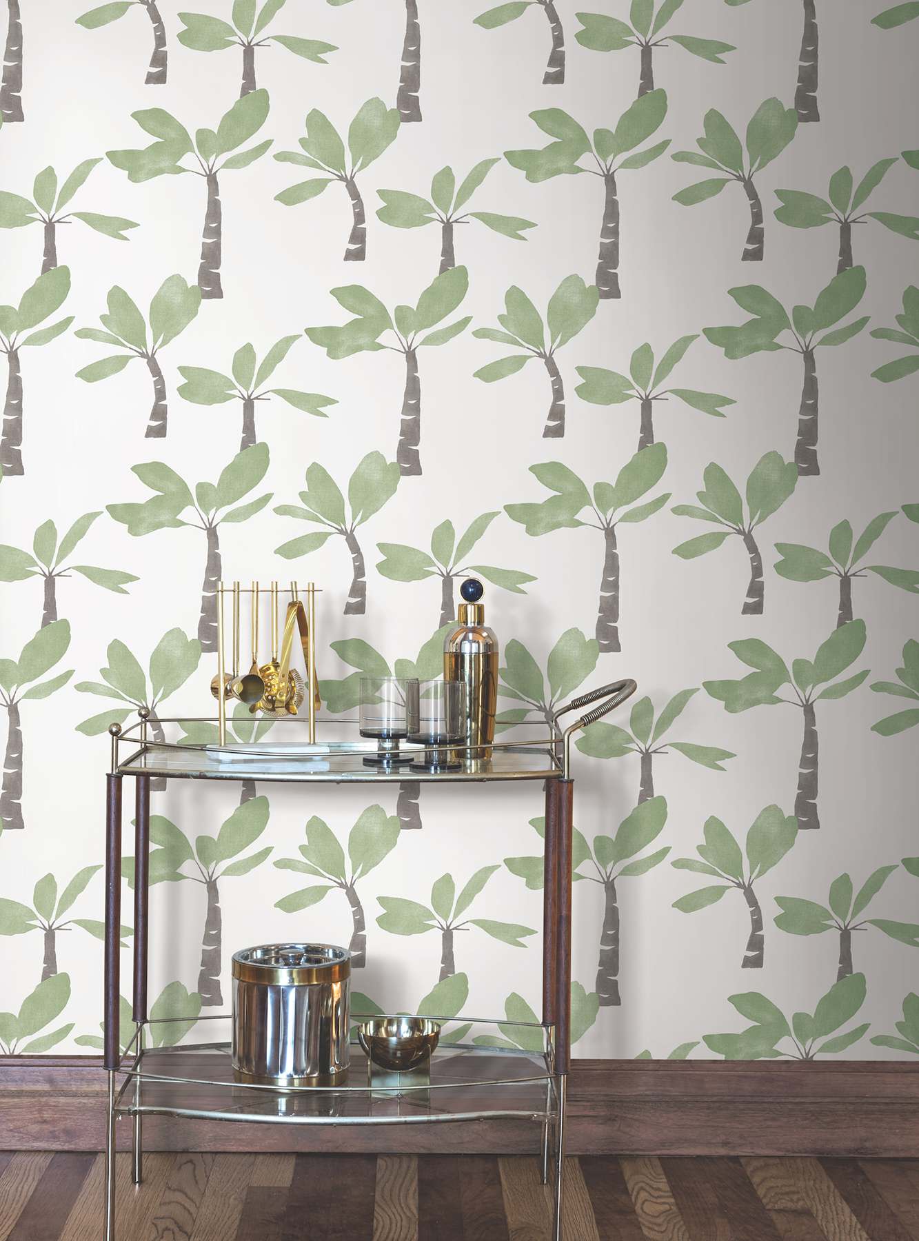 Painted Oasis Leaf Green Wallpaper