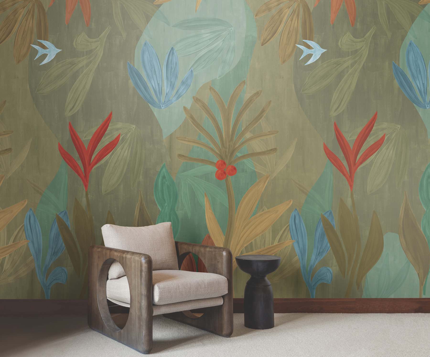 Chambord Gardens Leaf & Olive Wall Mural