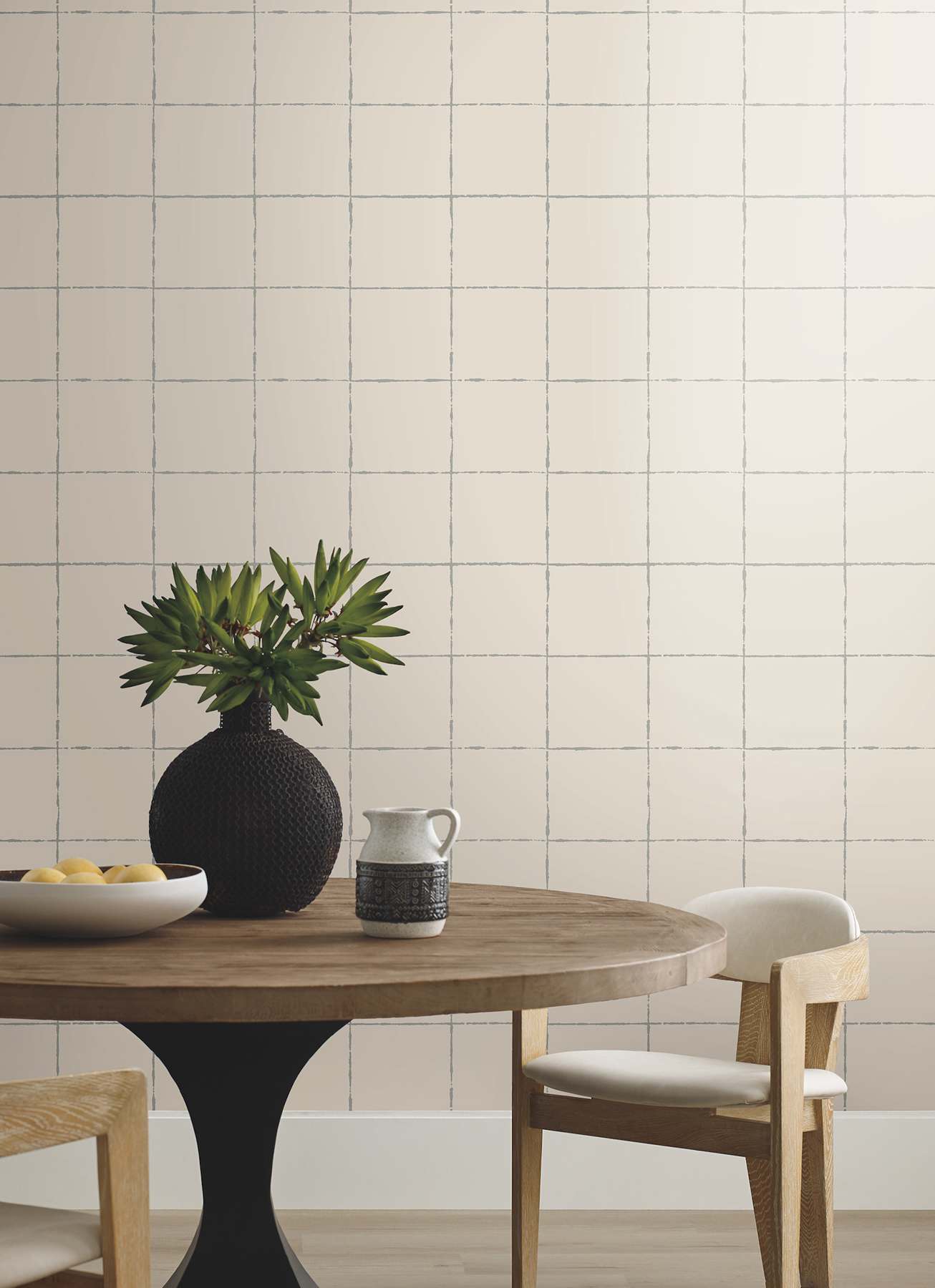 La Vitre Plaid Lichen Grey Wallpaper