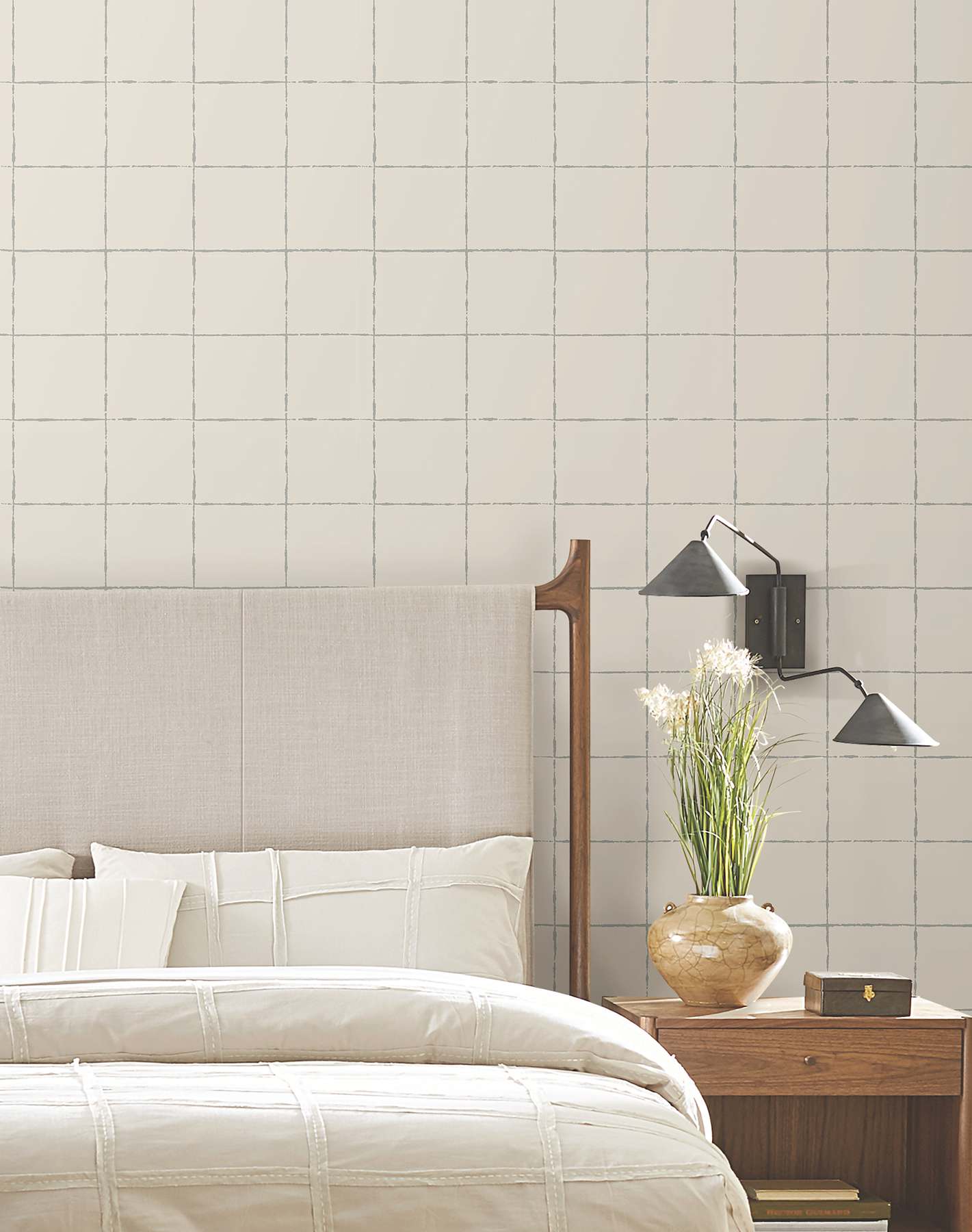 La Vitre Plaid Lichen Grey Wallpaper