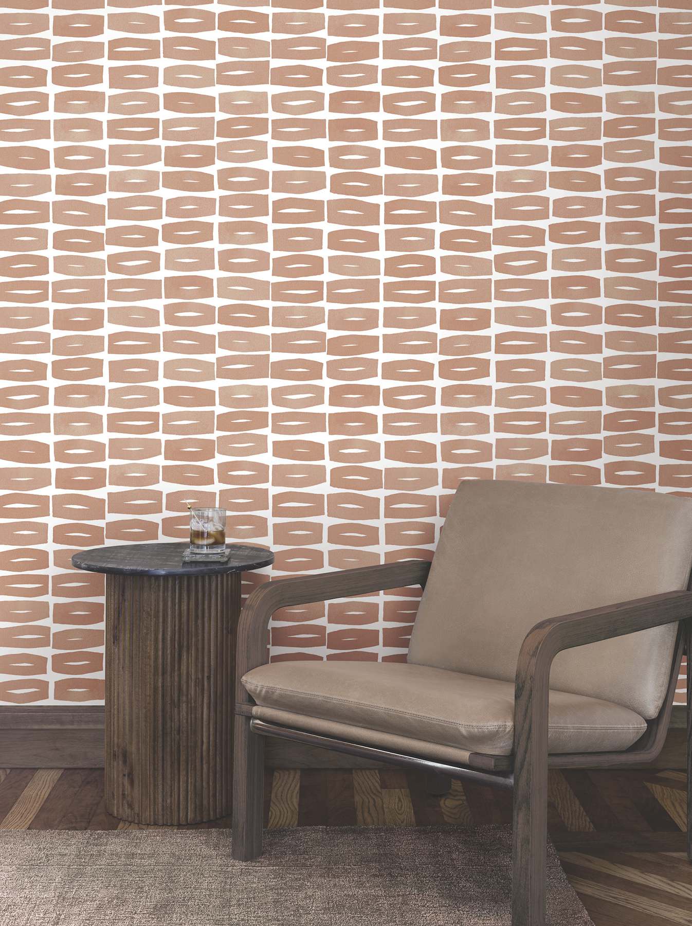 Modernist Motif Terracotta Wallpaper