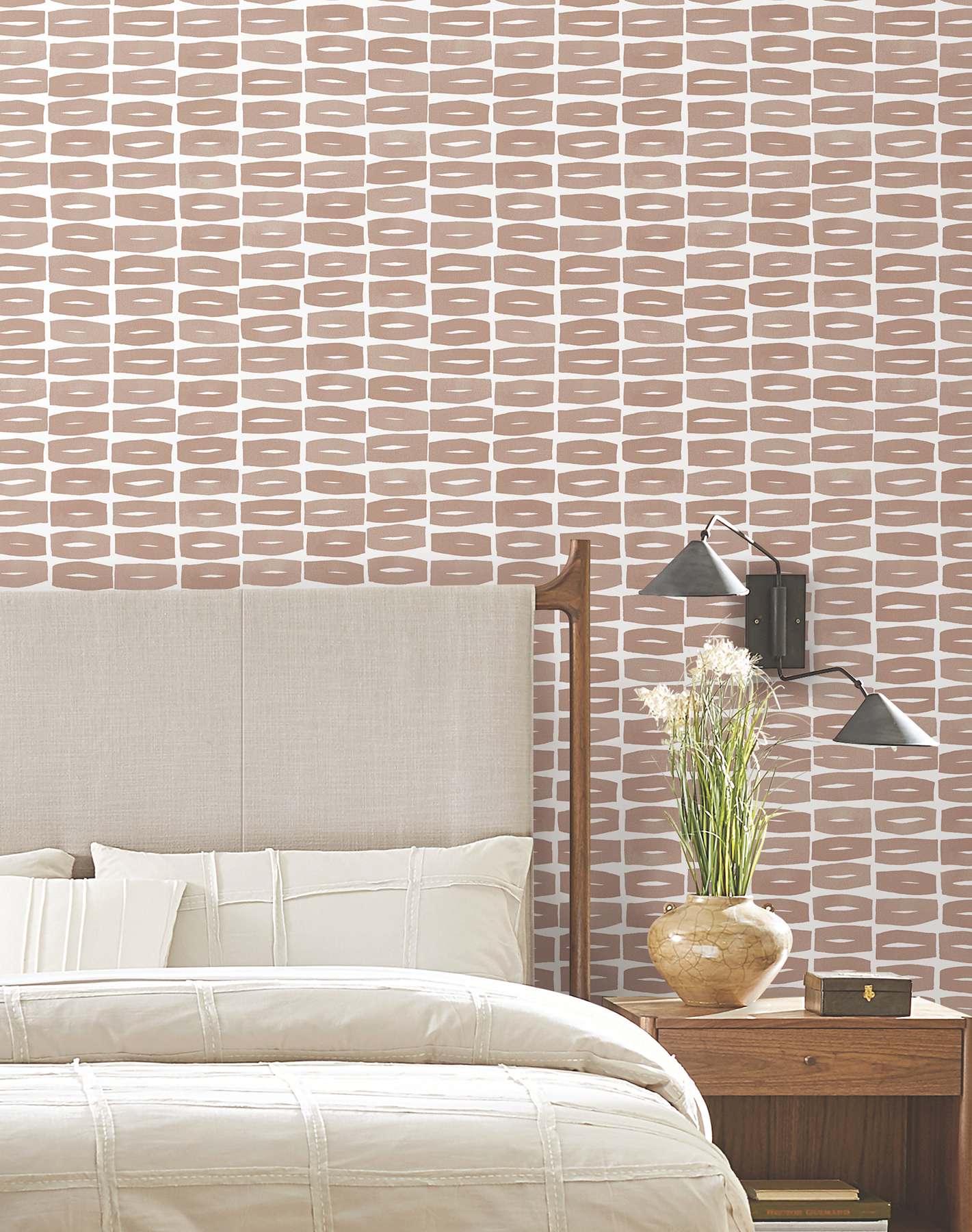 Modernist Motif Terracotta Wallpaper