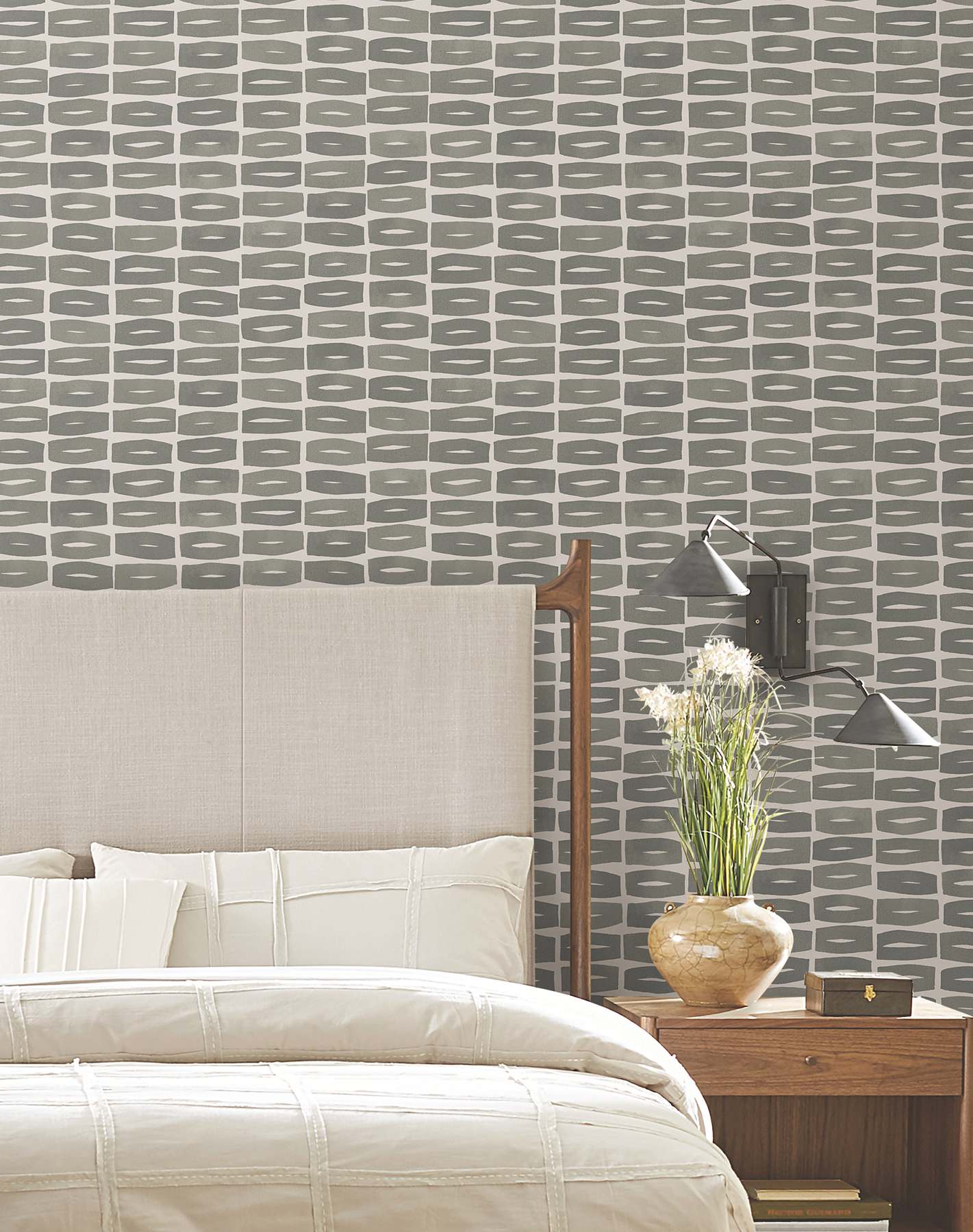 Modernist Motif Carbon Black Wallpaper