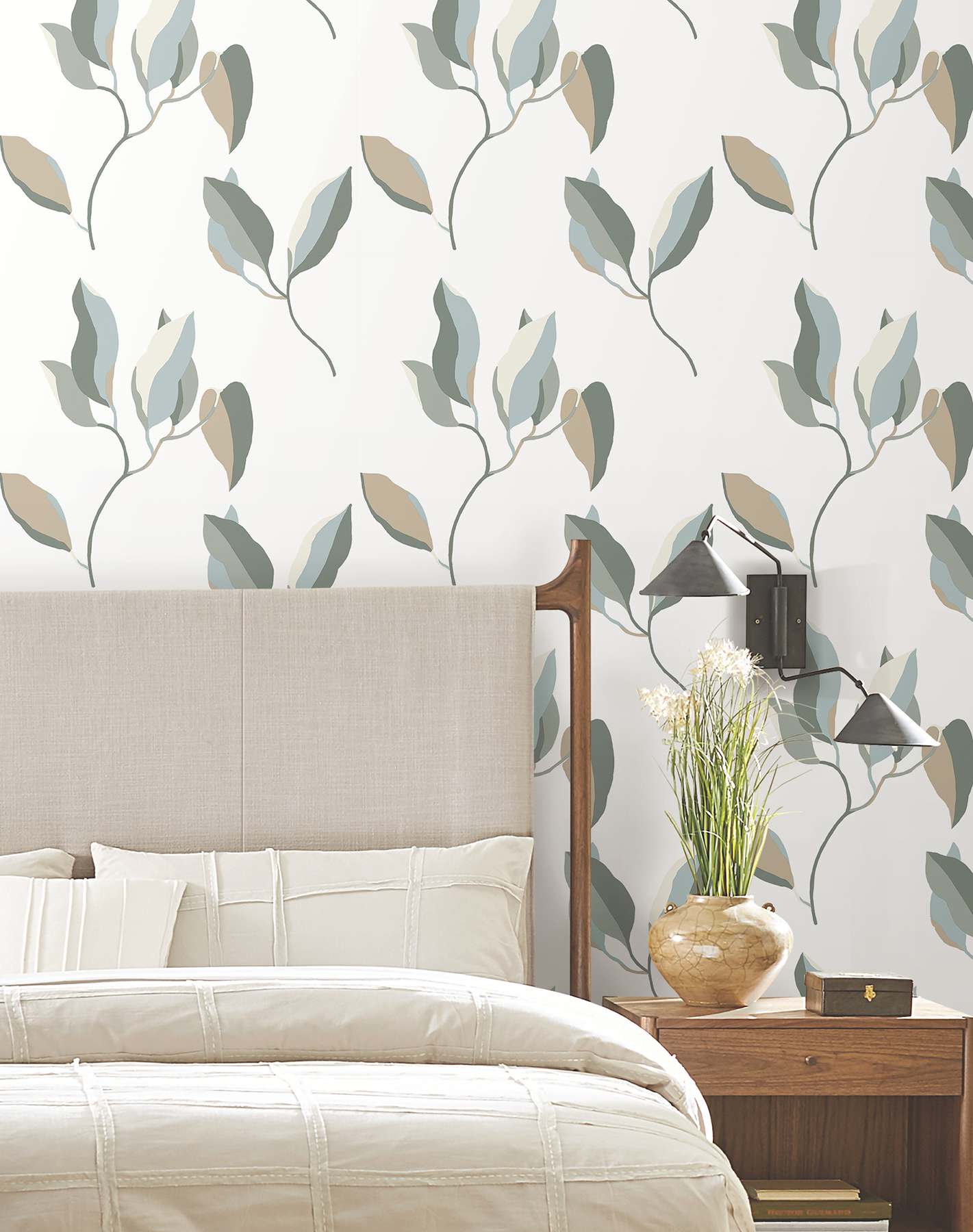 Brushwork Branches Mineral & Olive Wallpaper