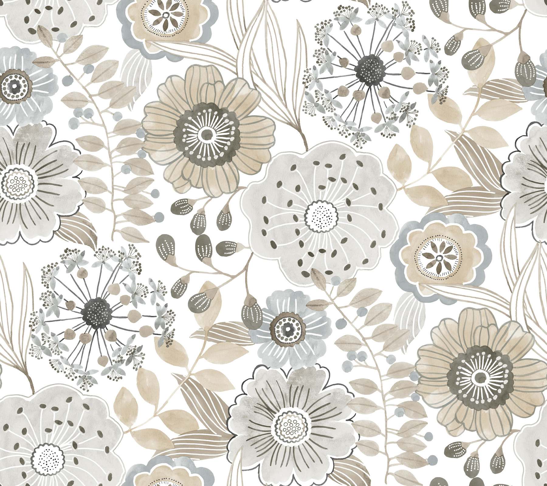 Artistic Bouquet Neutral Wallpaper