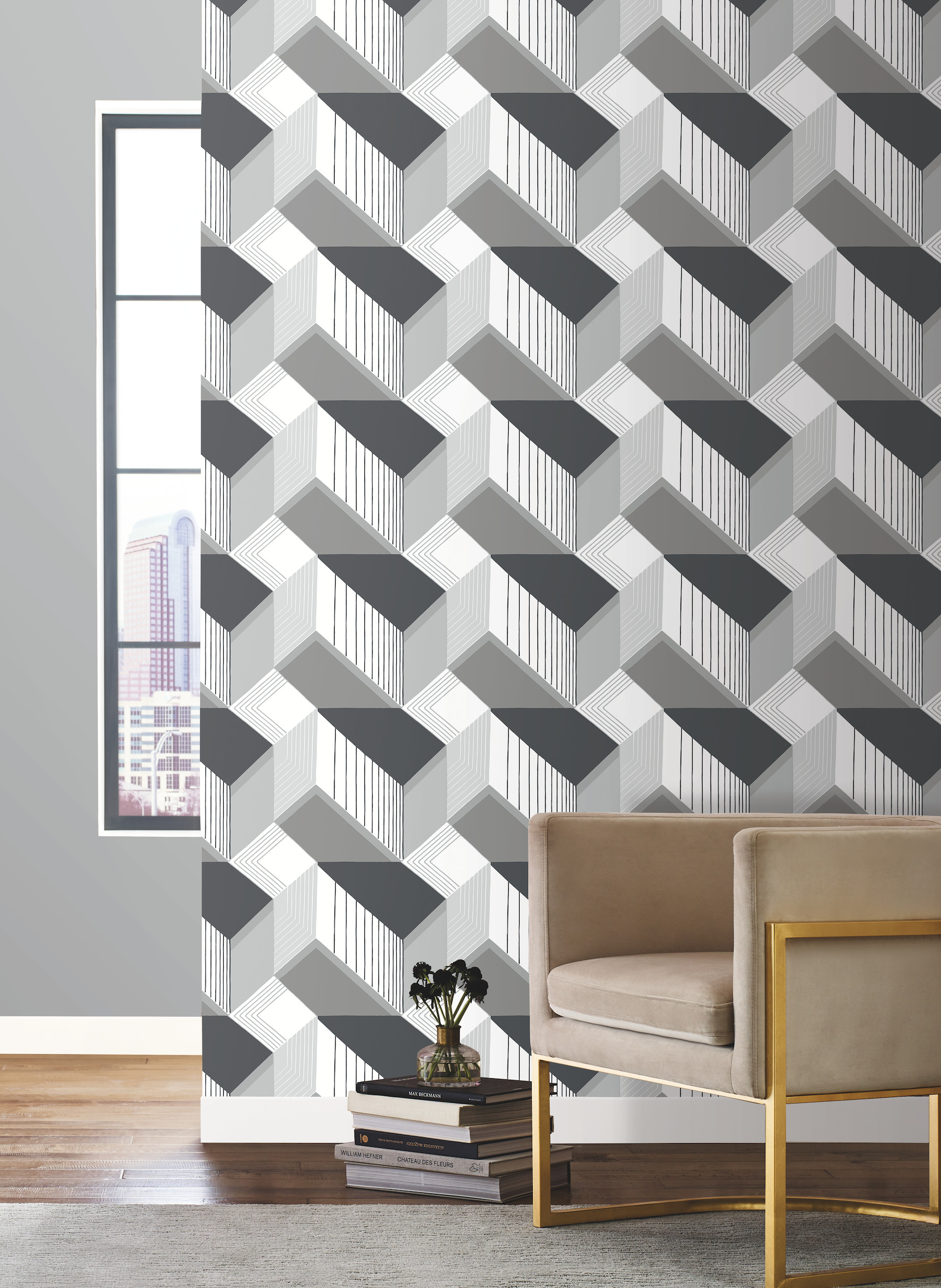 Black & White Graphic Geo Wallpaper