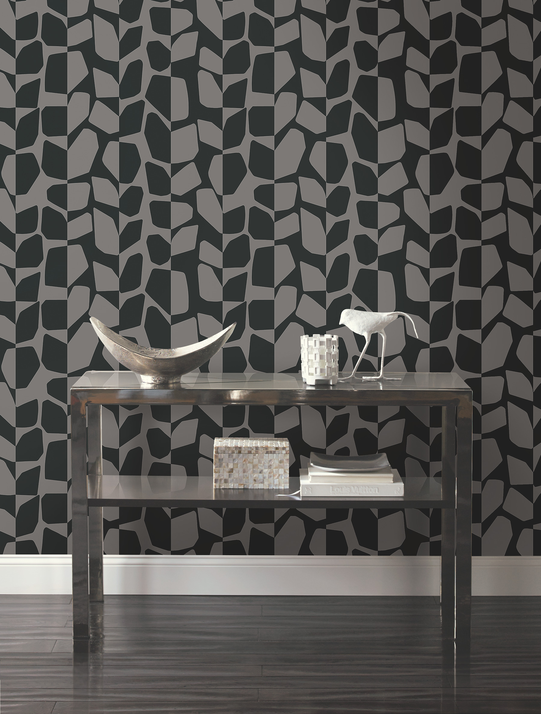 Black Metallic Primitive Vines Wallpaper