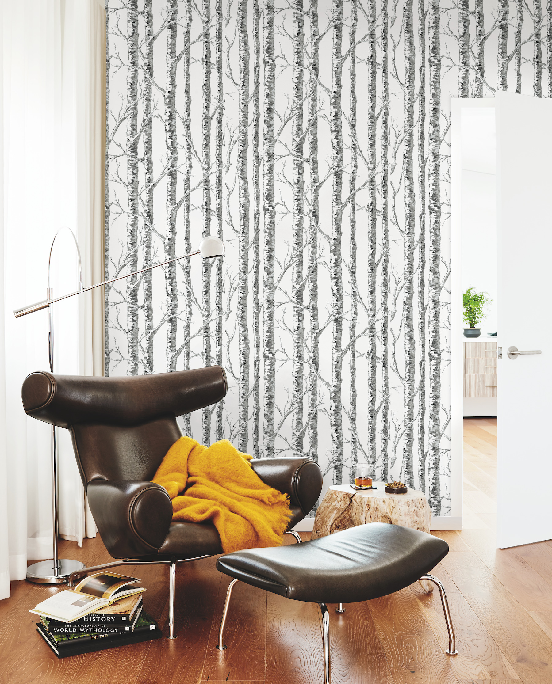 Black & White Paper Birch Wallpaper
