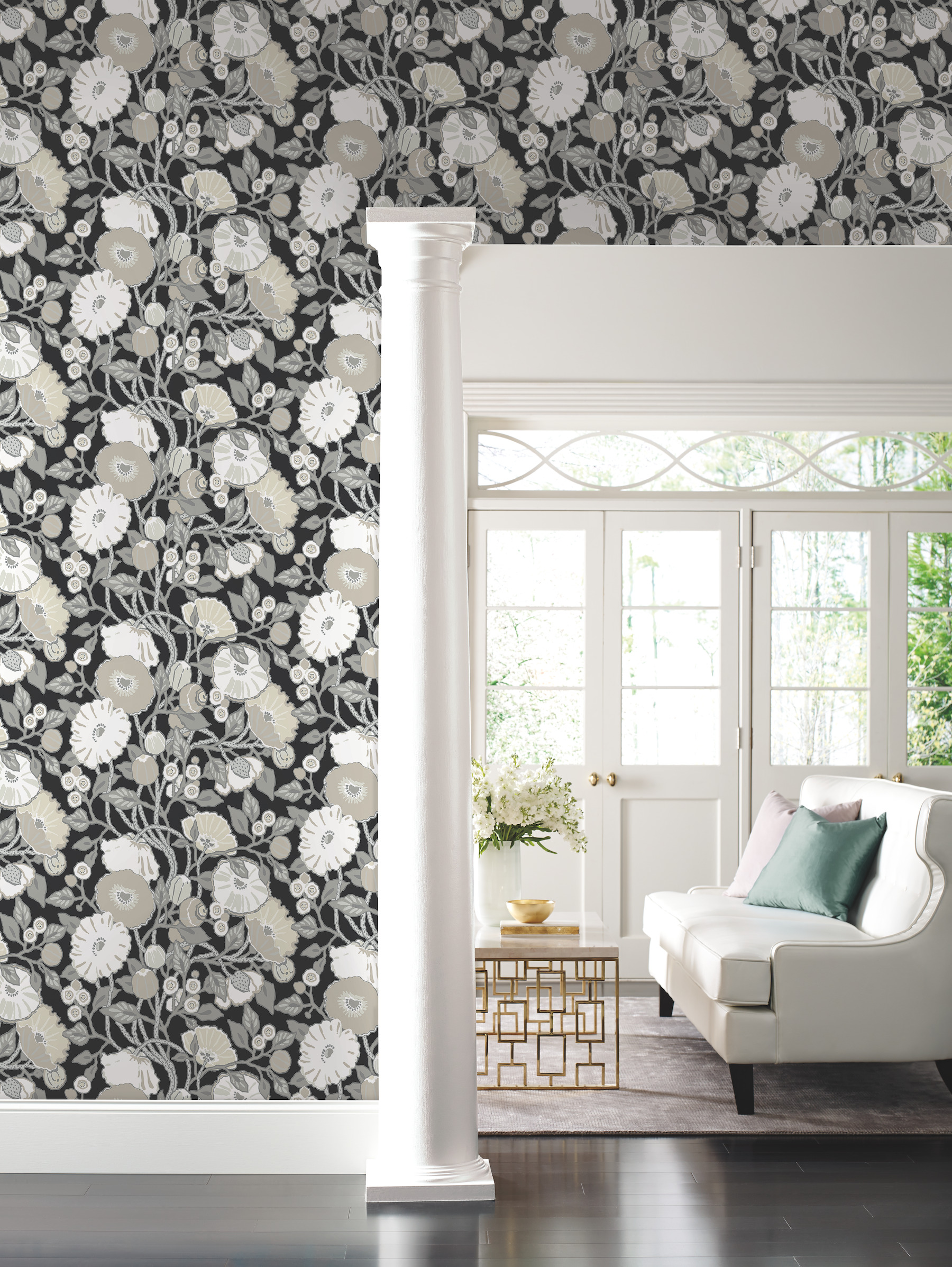 Black & Cream Vincent Poppies Wallpaper