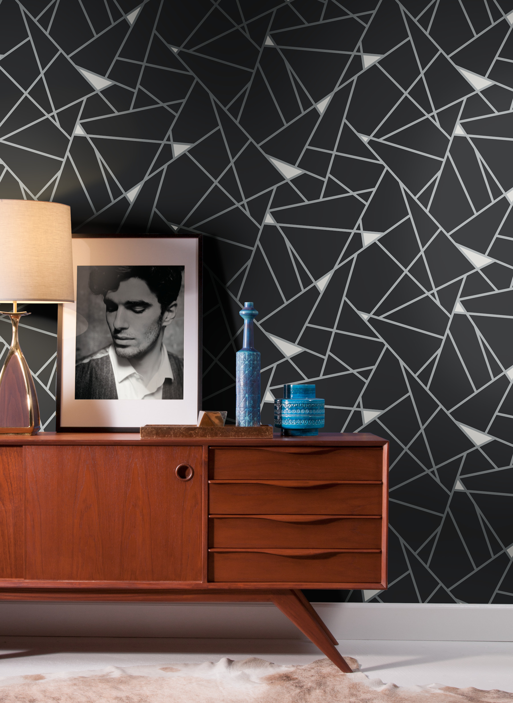 Black & Silver Prismatic Wallpaper