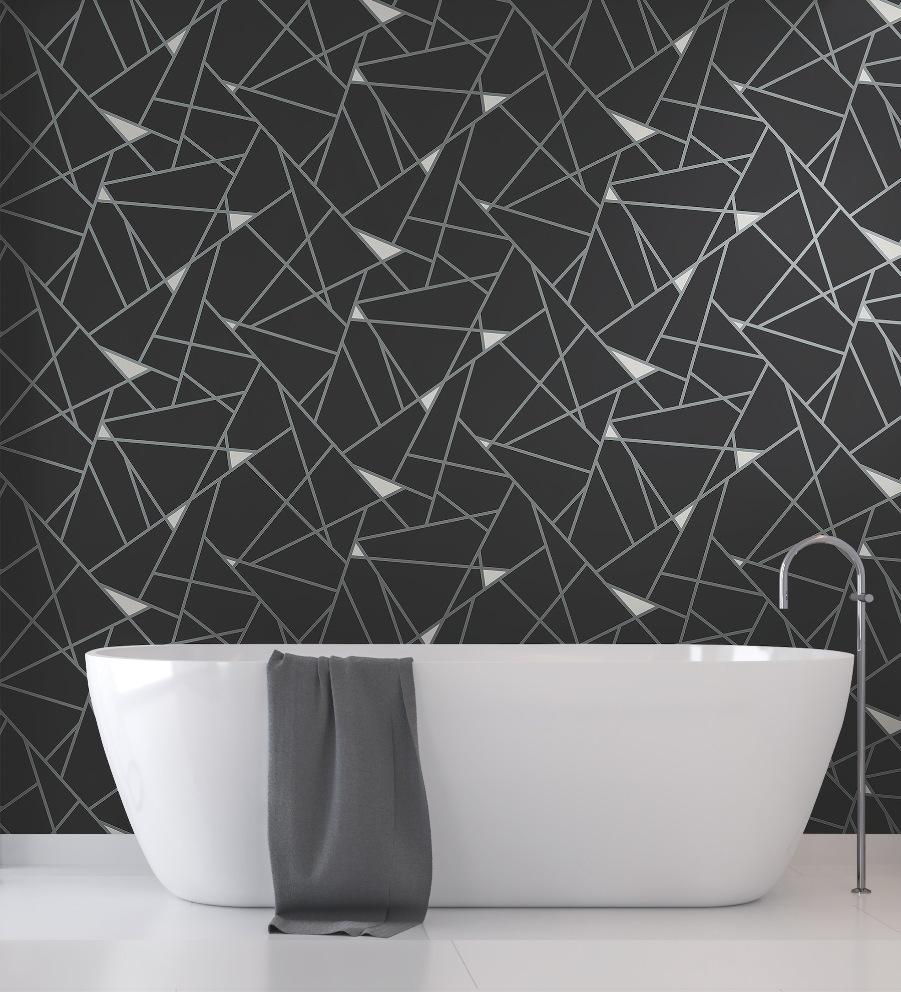 Black & Silver Prismatic Wallpaper