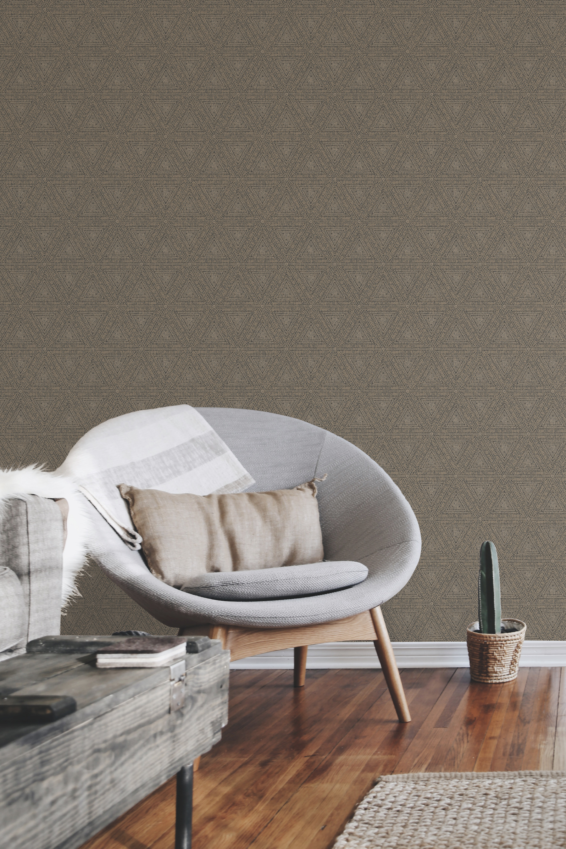 Brown Norse Tribal Wallpaper