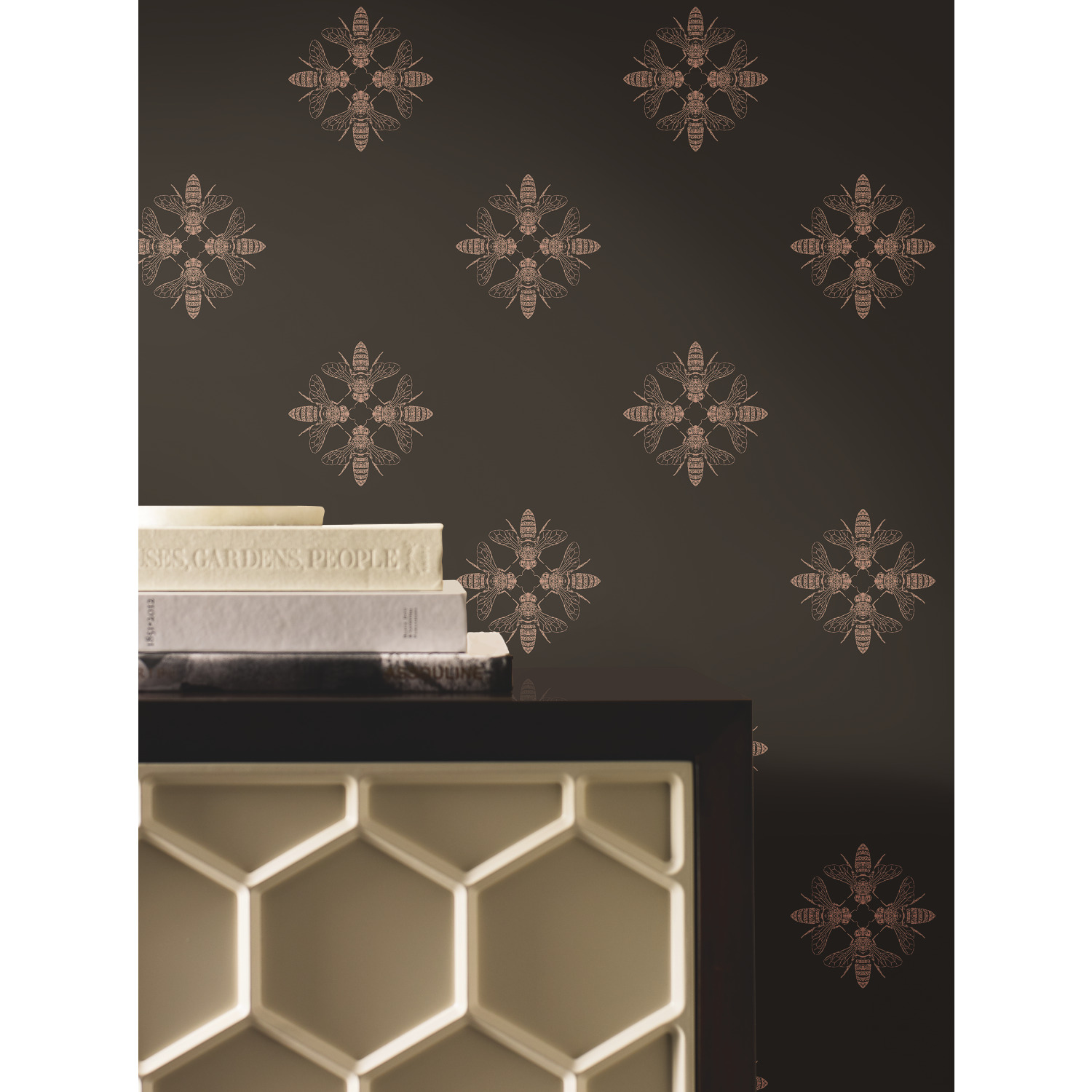 Gold & Black Honey Bee Wallpaper
