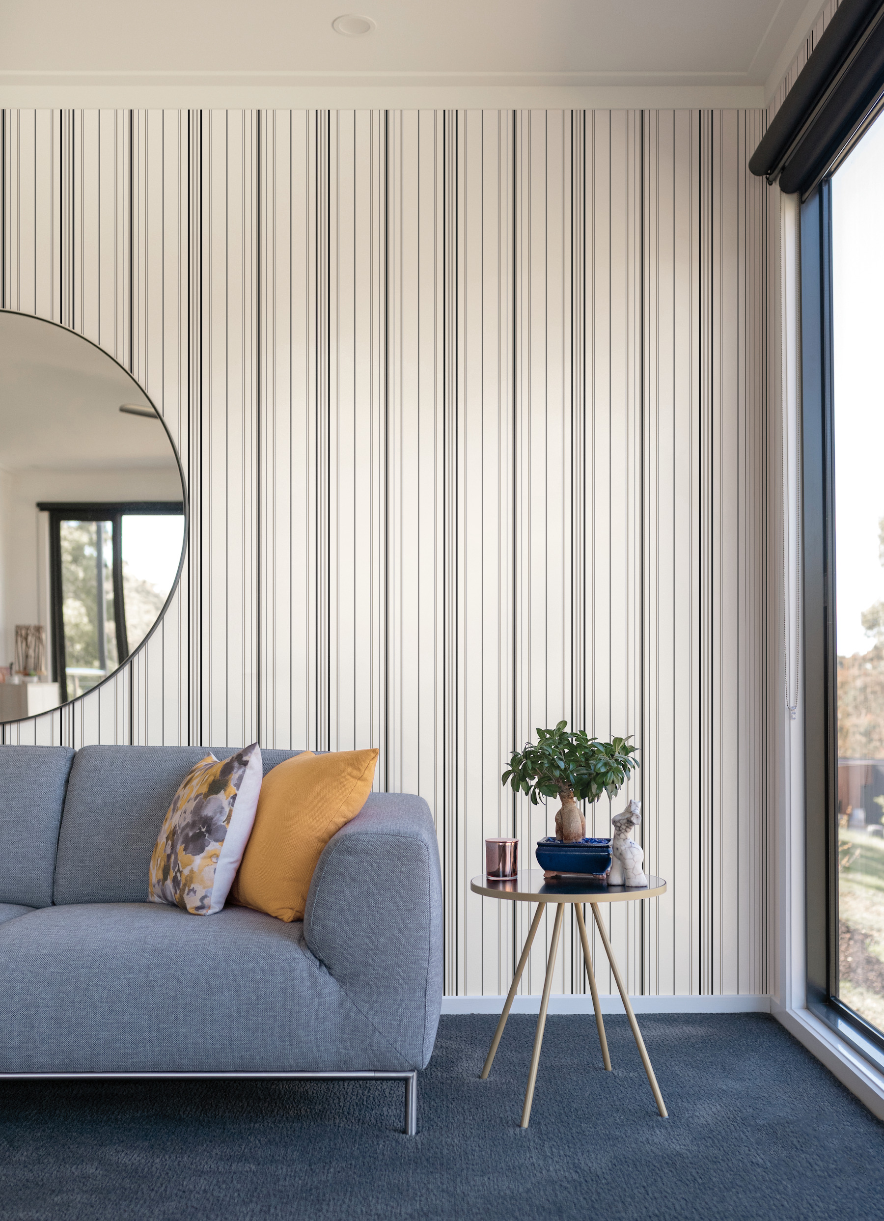 Black & Bronze Wide Pinstripe Wallpaper