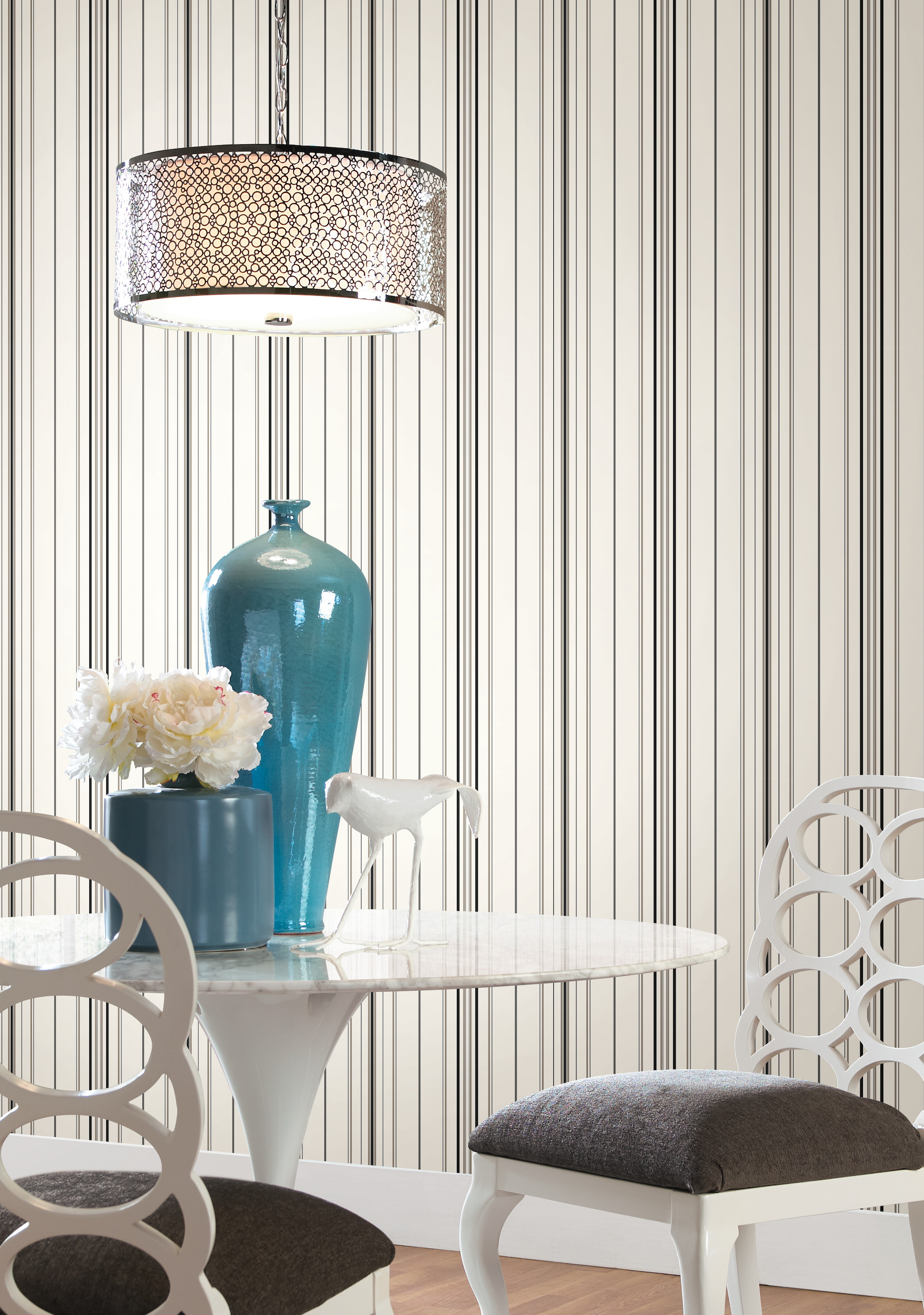 Black & Bronze Wide Pinstripe Wallpaper