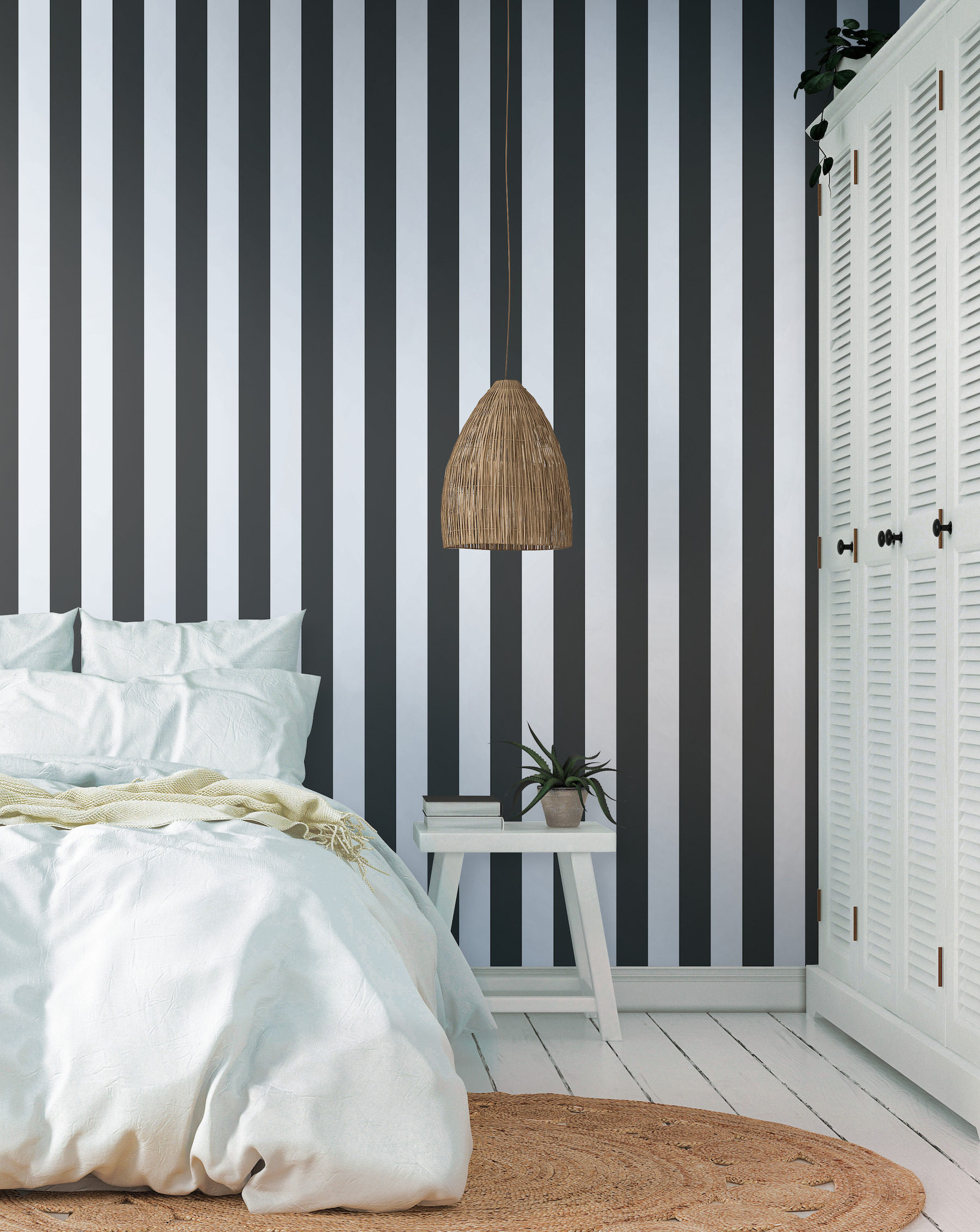 Black & White 3-in Stripe Wallpaper