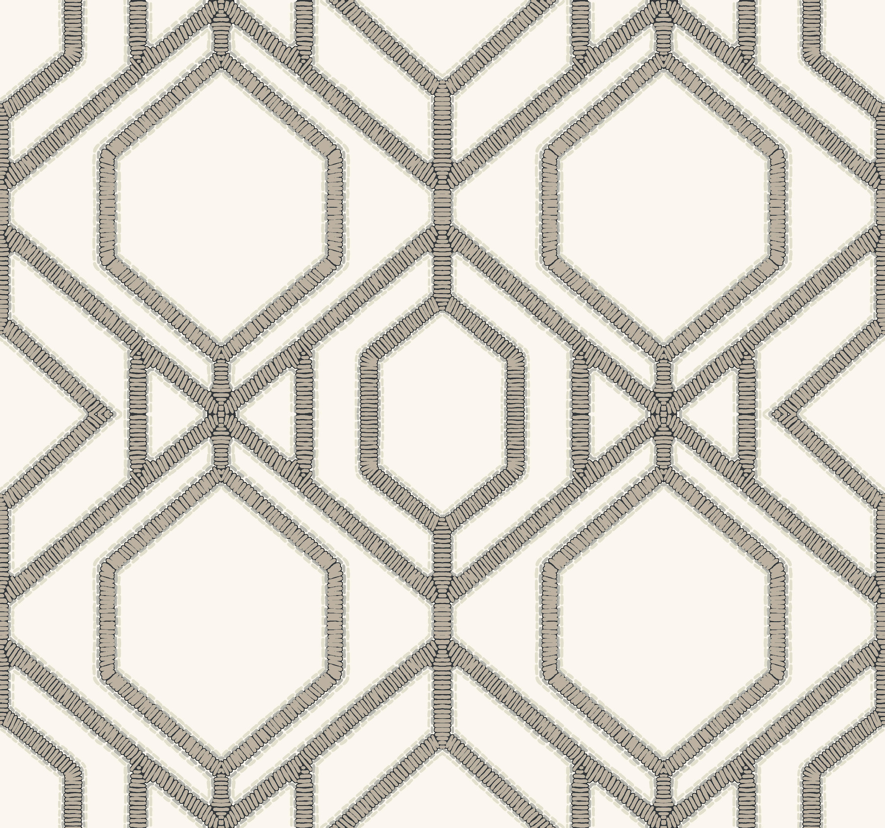 White & Taupe Sawgrass Trellis Wallpaper