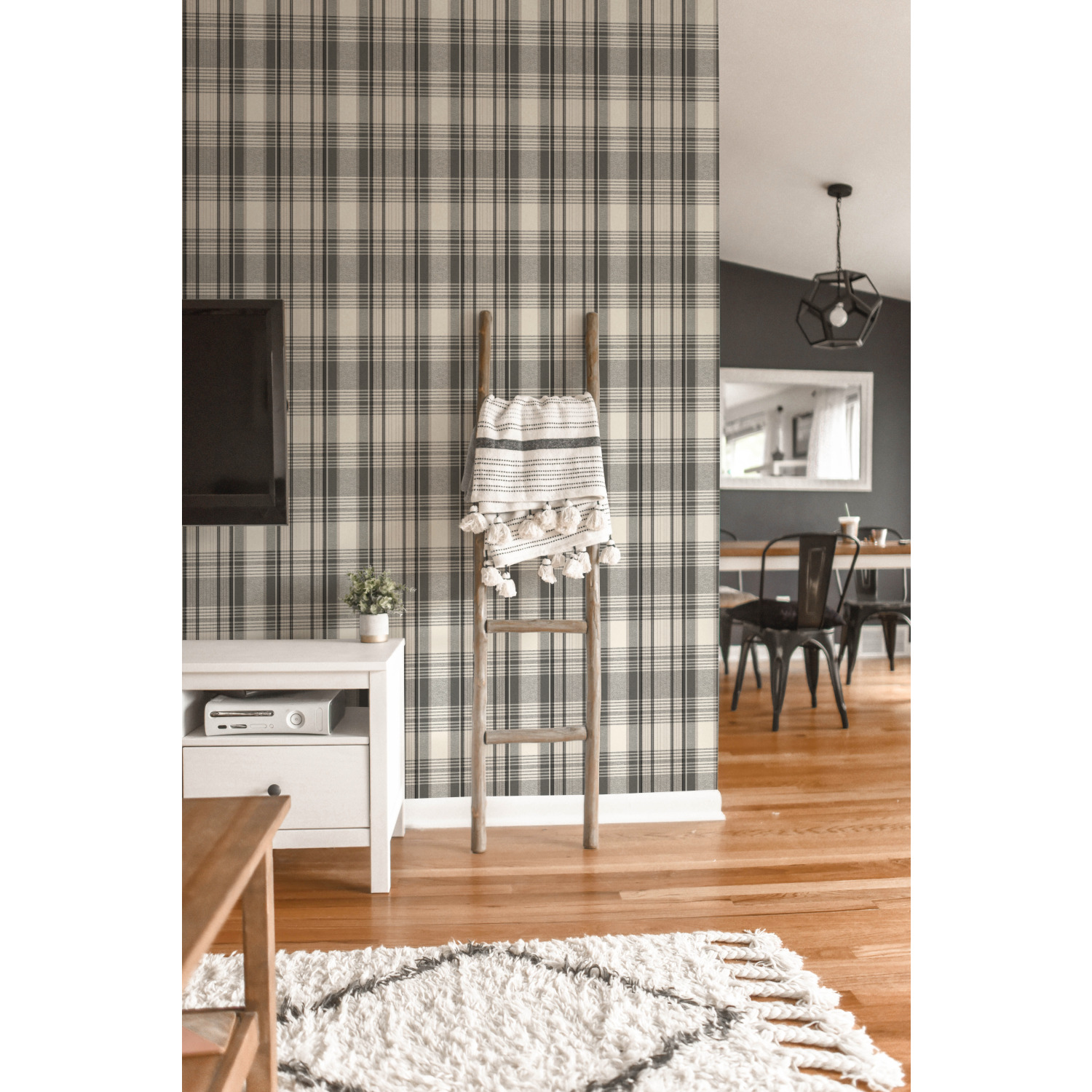 Black Bartola Plaid Wallpaper