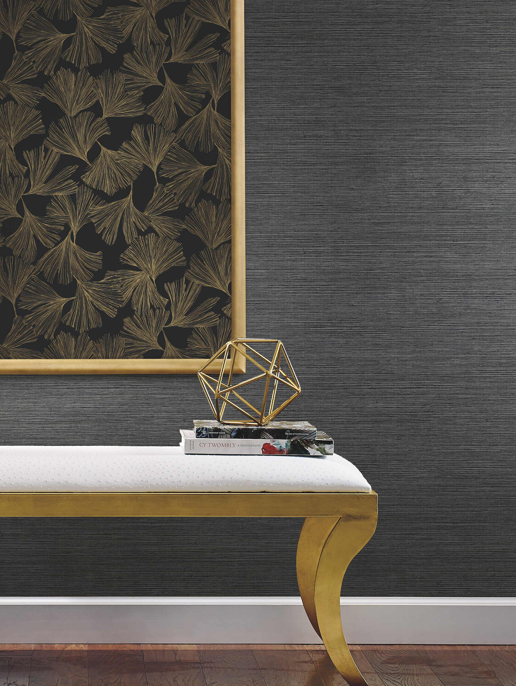 Black Metallic Shining Sisal Grasscloth Wallpaper
