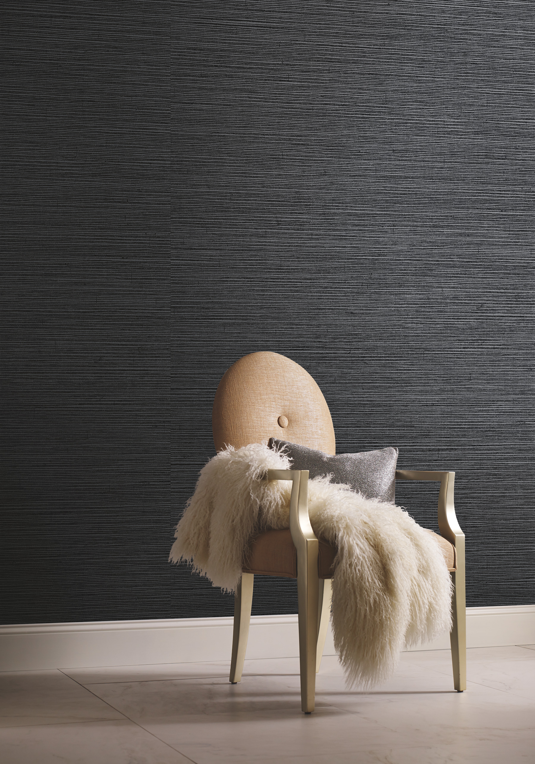 Black Metallic Shining Sisal Grasscloth Wallpaper