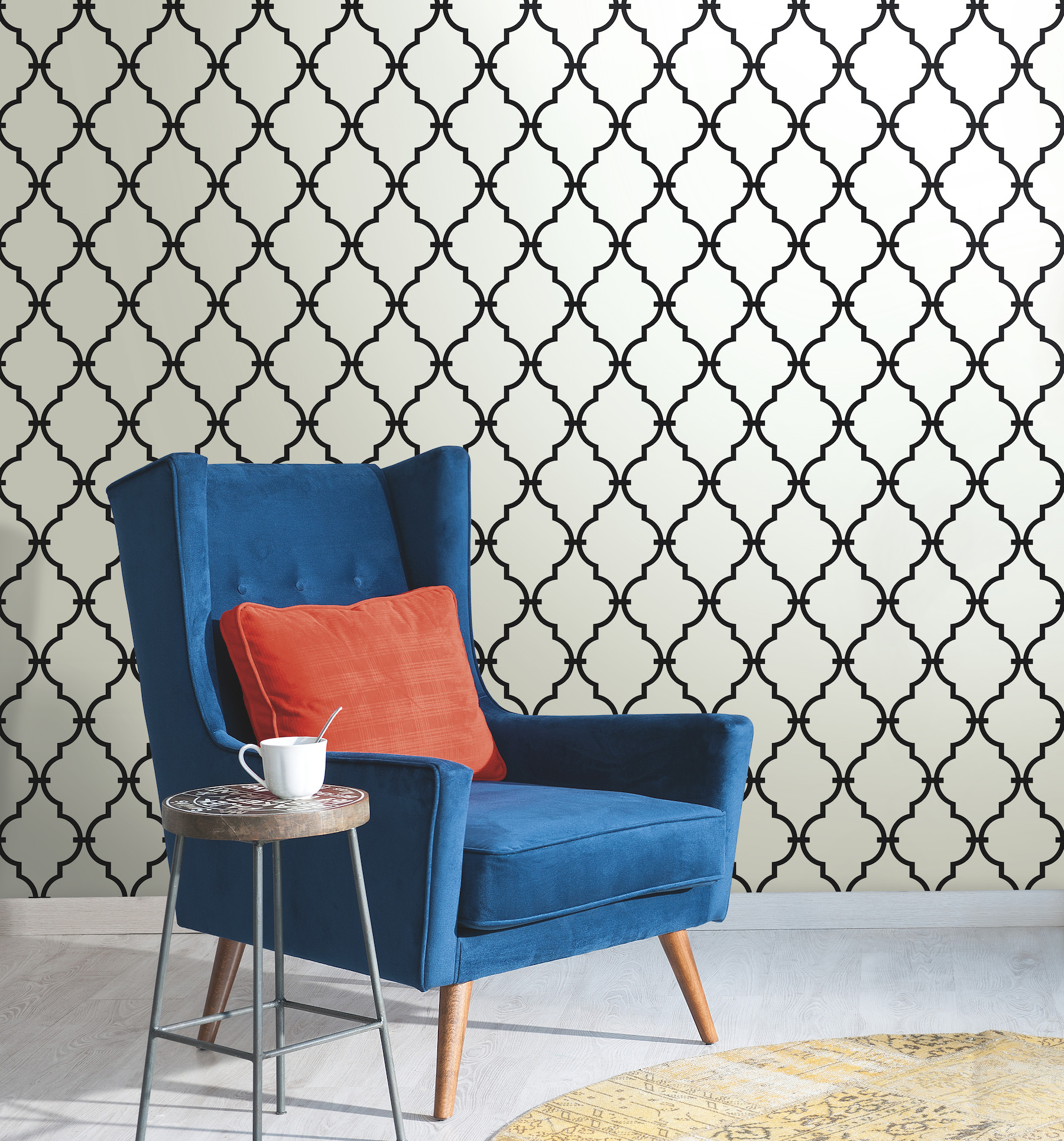 Black Modern Trellis Wallpaper