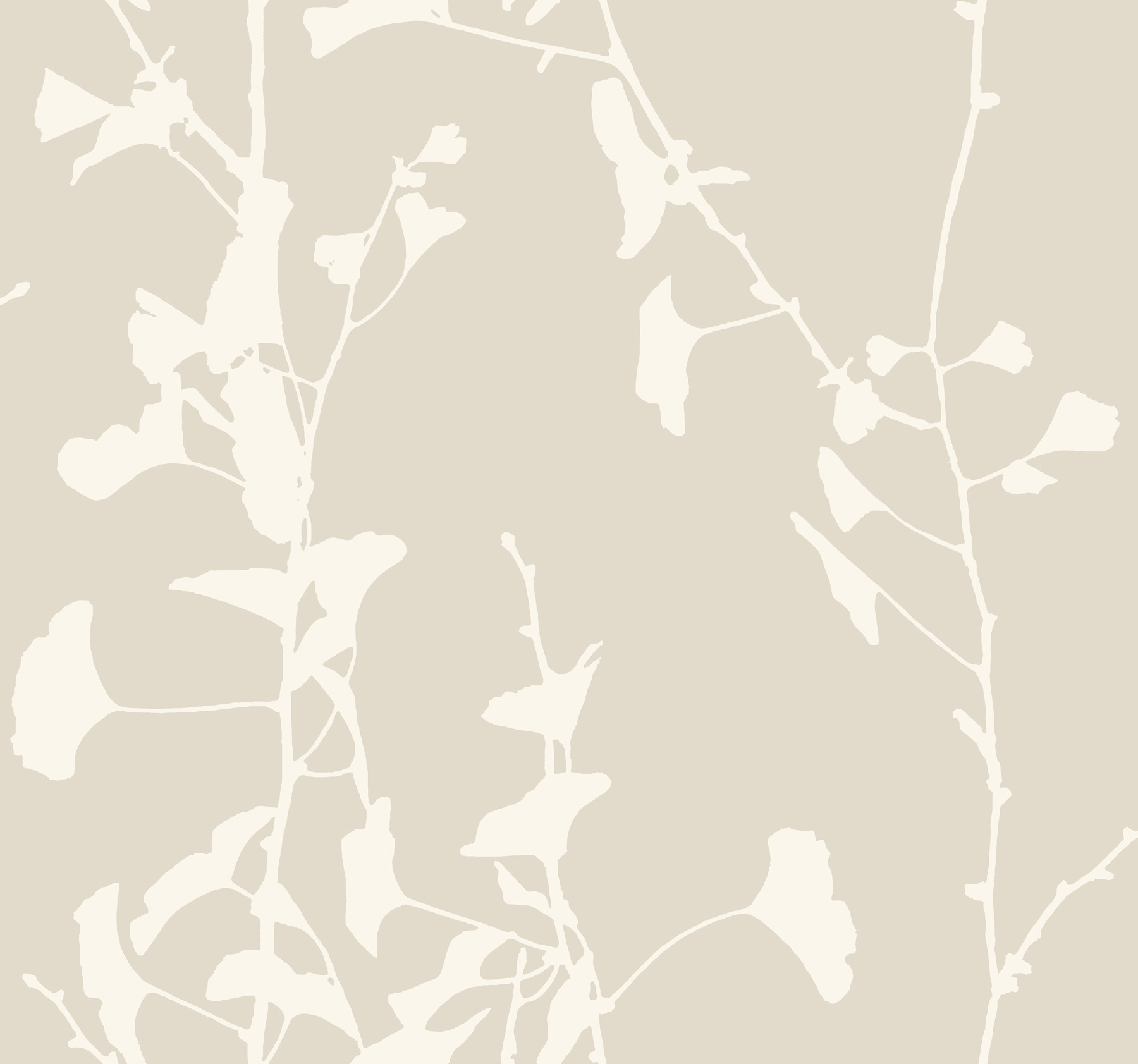 Ginkgo Silhouette Taupe Cork Wallpaper