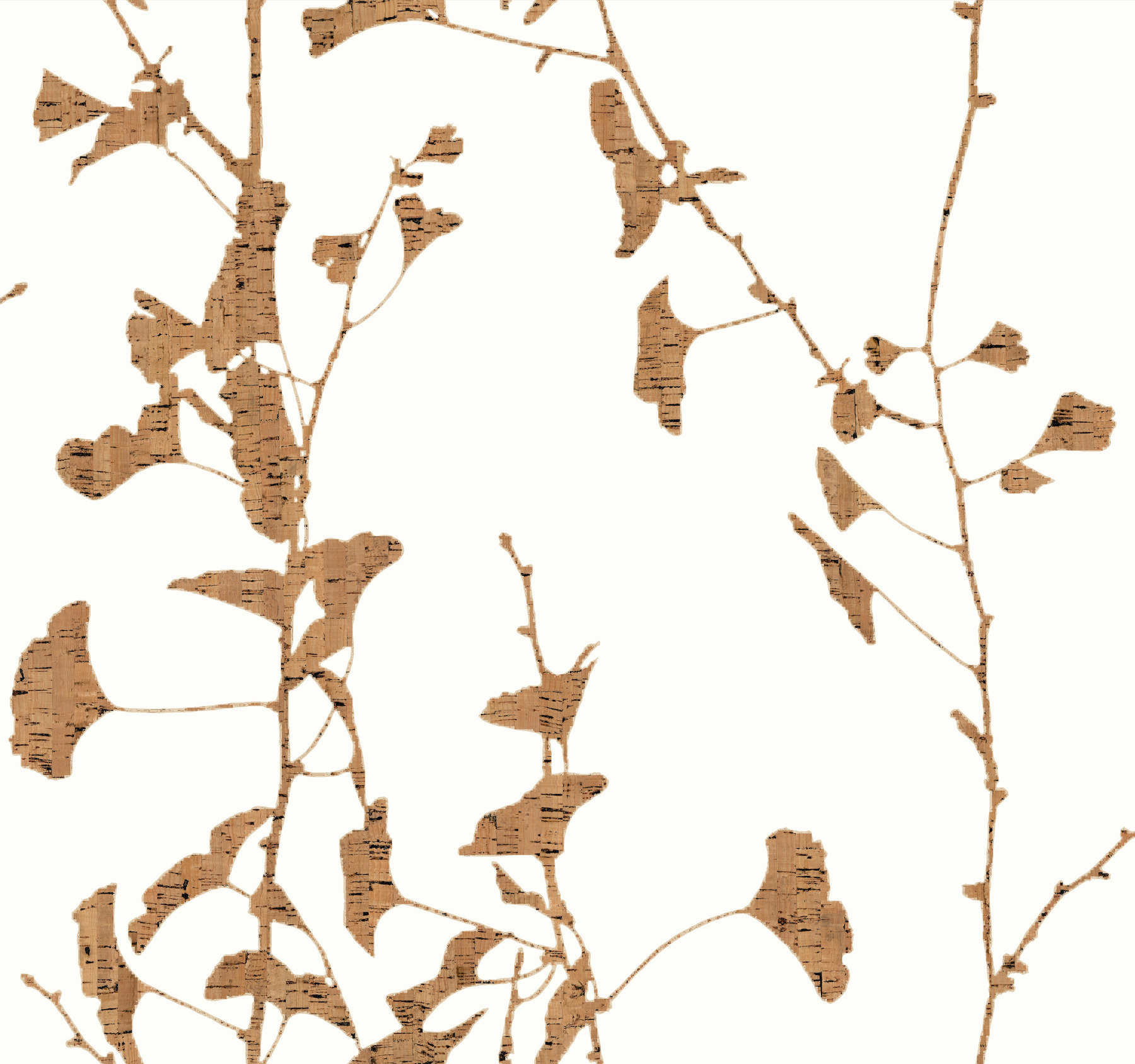 Ginkgo Silhouette Light Brown Cork Wallpaper