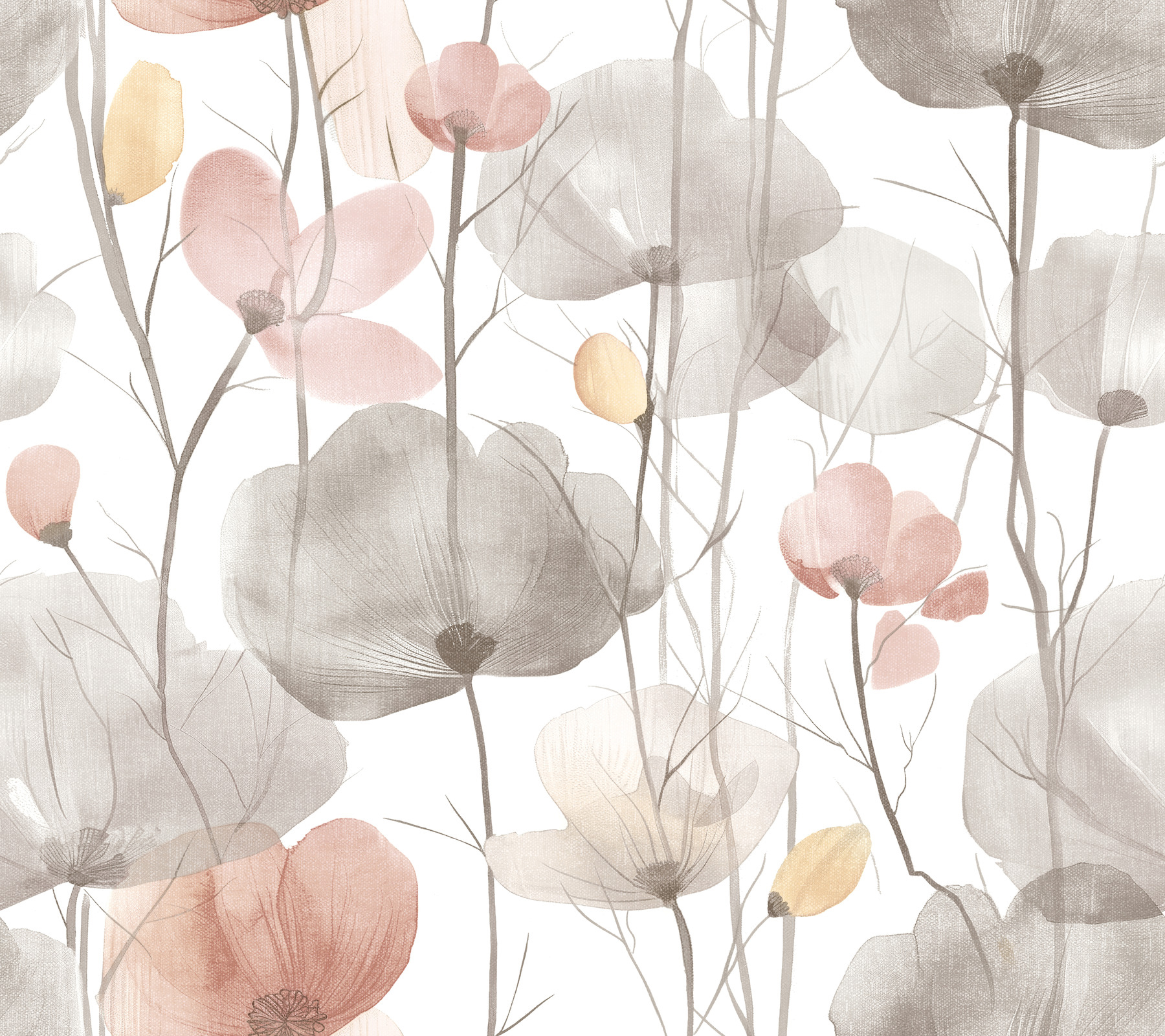 Cotswolds Poppies Pastel Floral Wallpaper