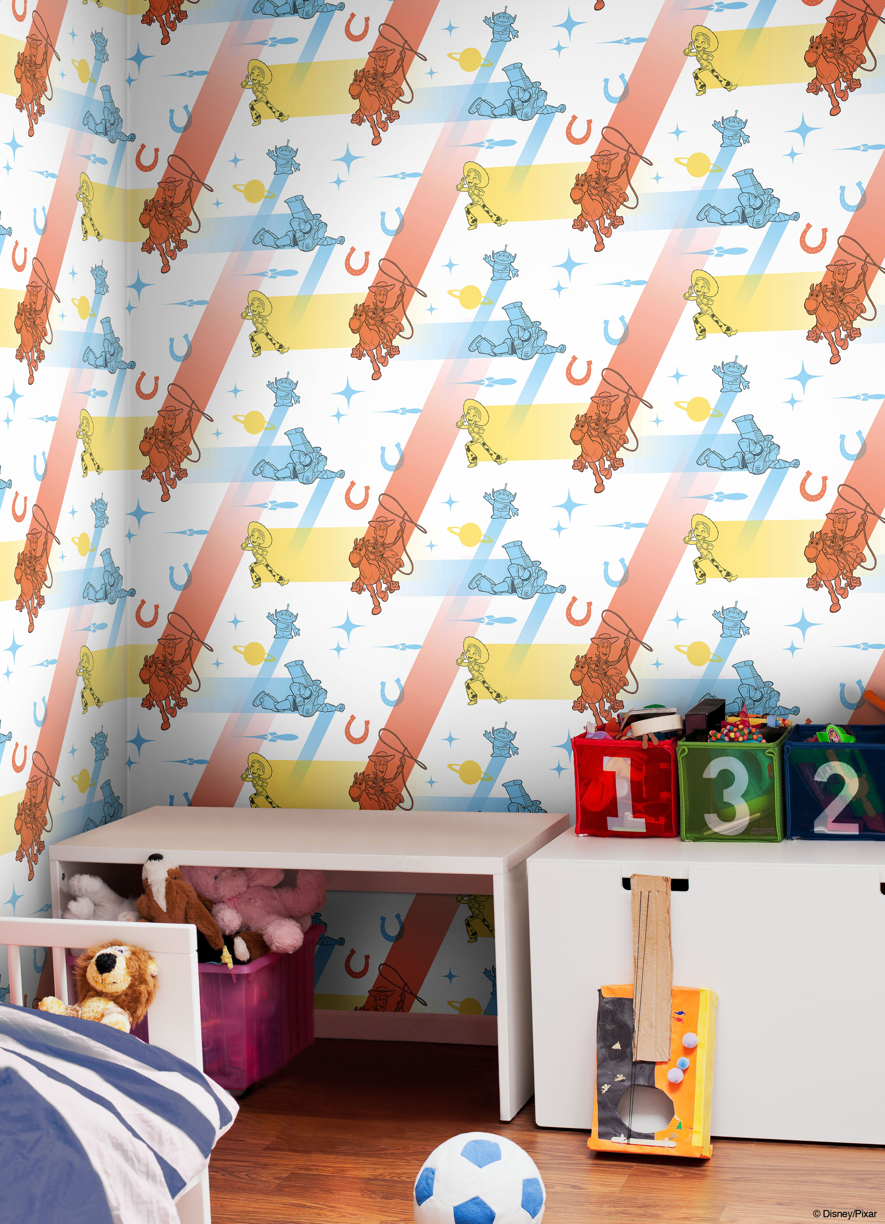 Disney & Pixar Toy Story 4 Retro Blue & Orange Wallpaper