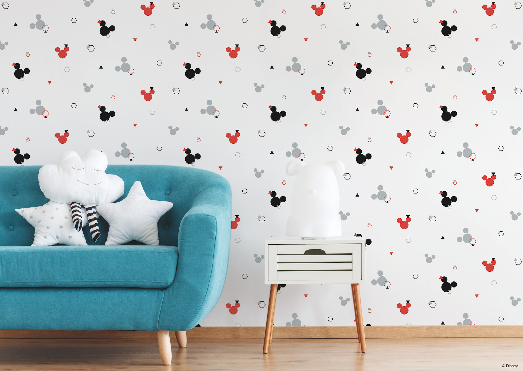 Disney Minnie Mouse Dots Red & Black Wallpaper