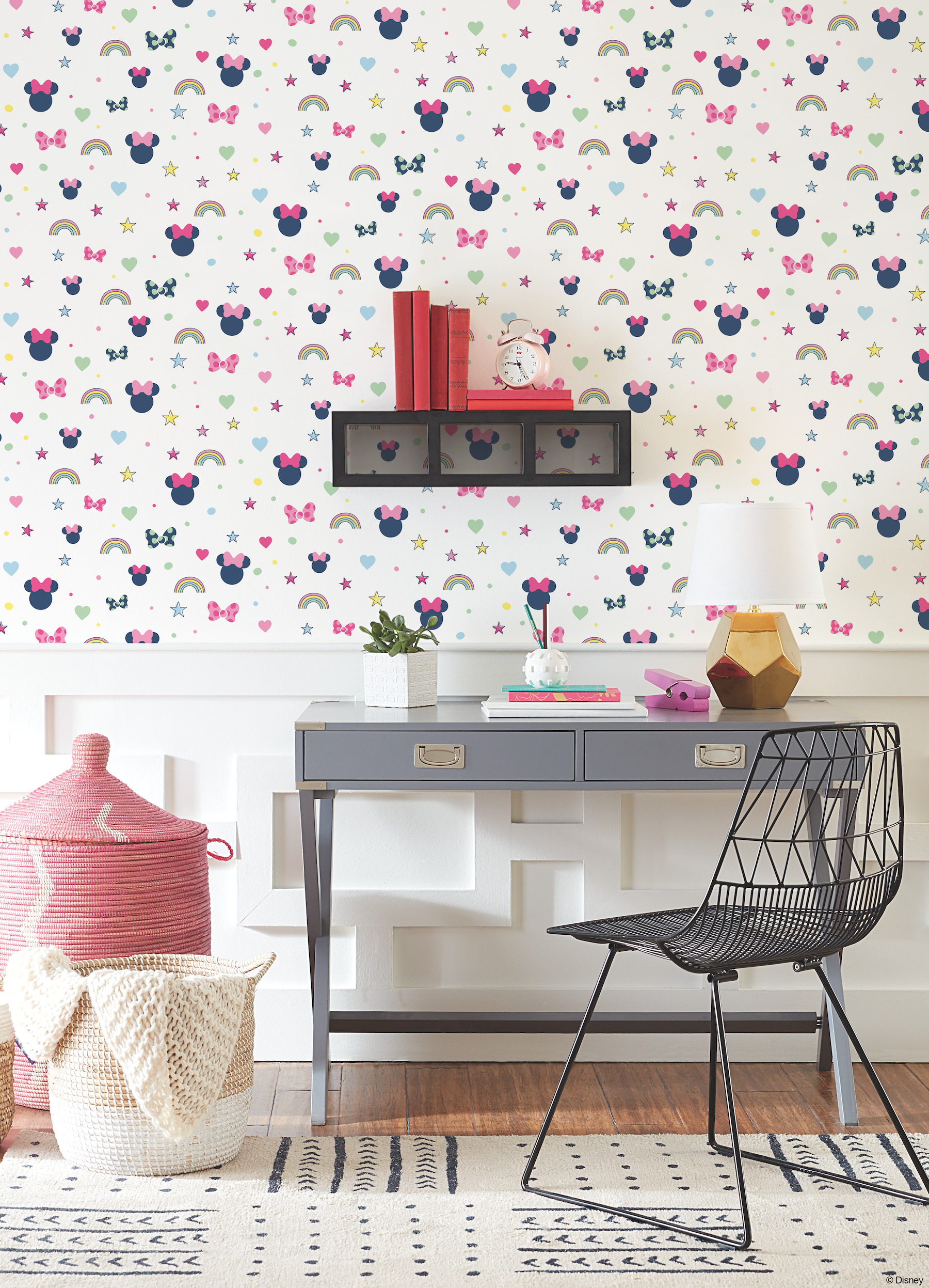 Disney Minnie Mouse Rainbow Pink Wallpaper