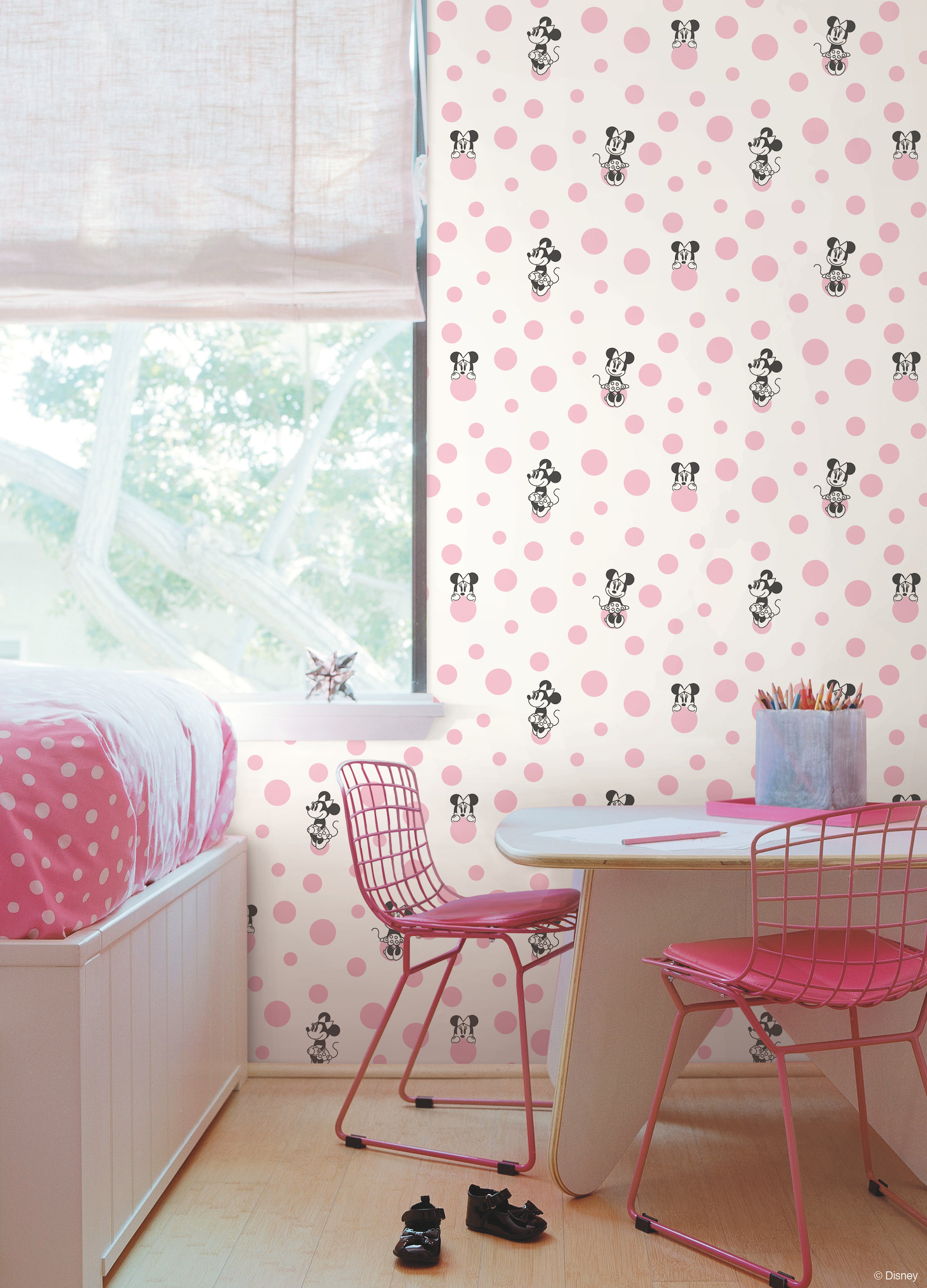 Minnie Dots Pink Wallpaper