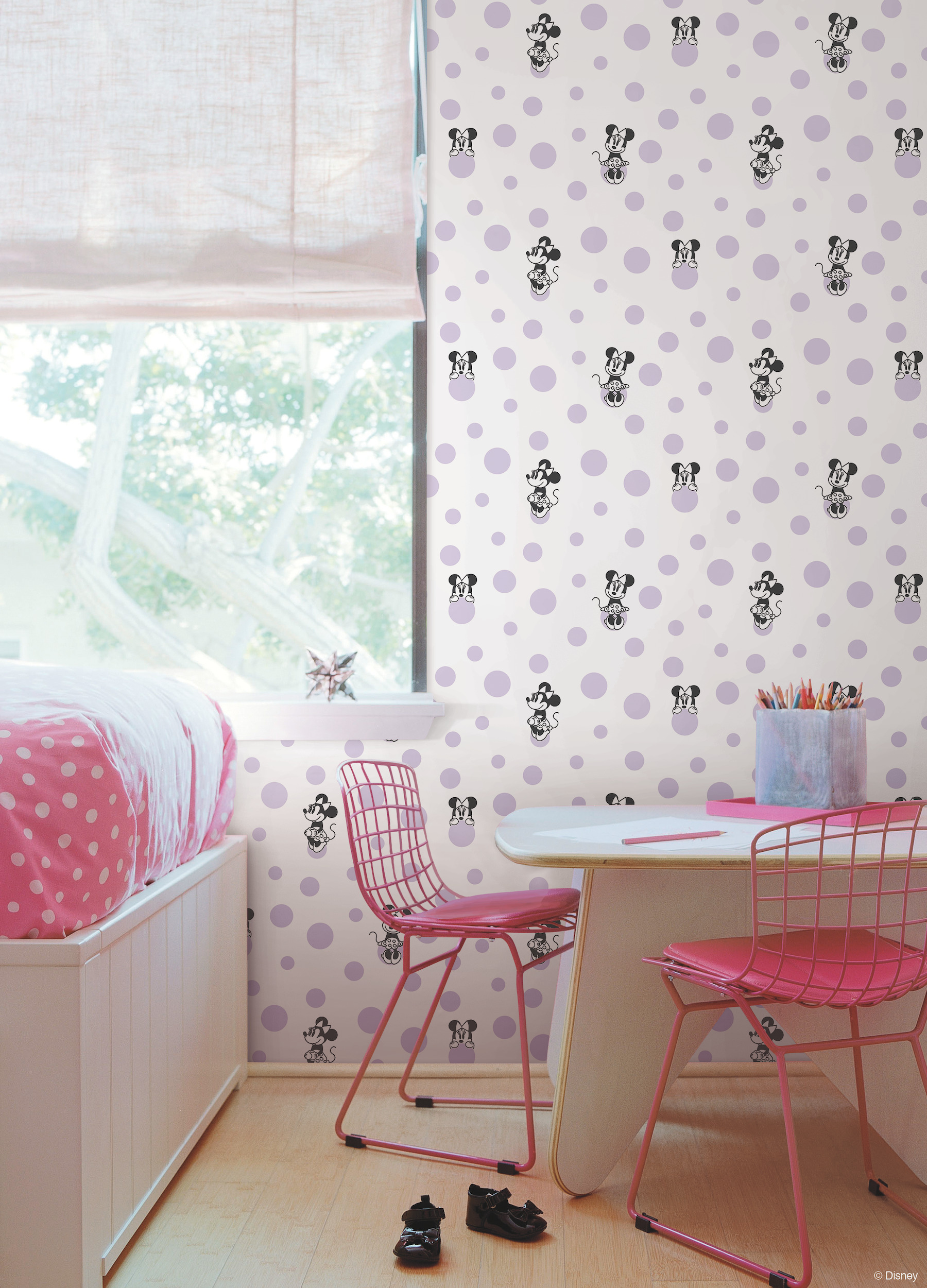 Disney Minnie Mouse Dots Purple Wallpaper