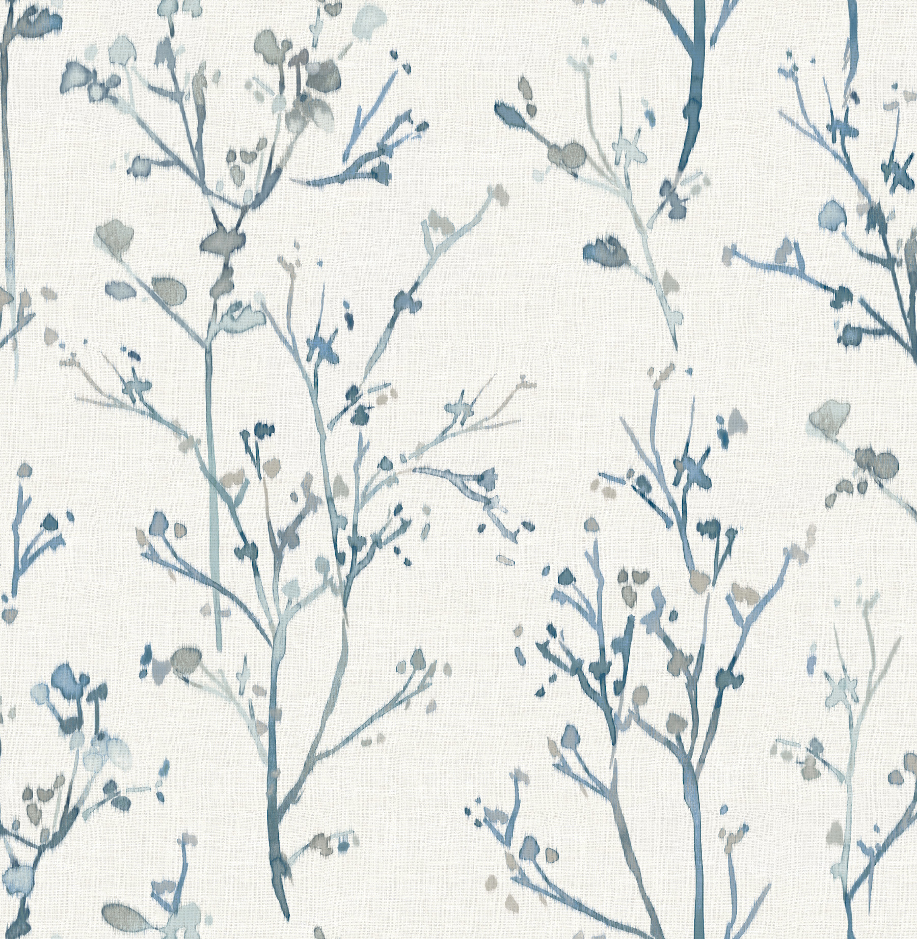 Silverling Blue Budding Branches Wallpaper