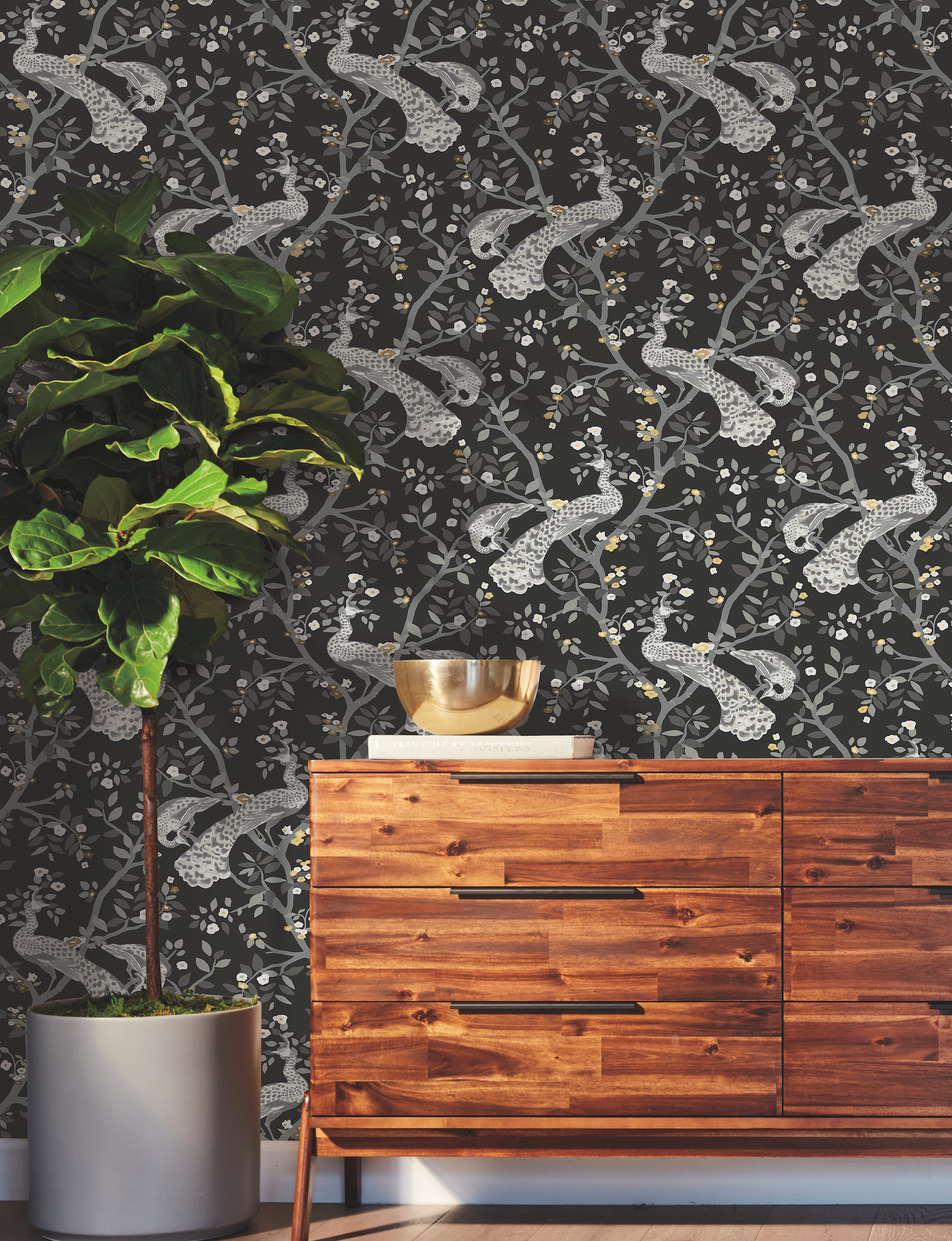 Plume Black & Gold Wallpaper