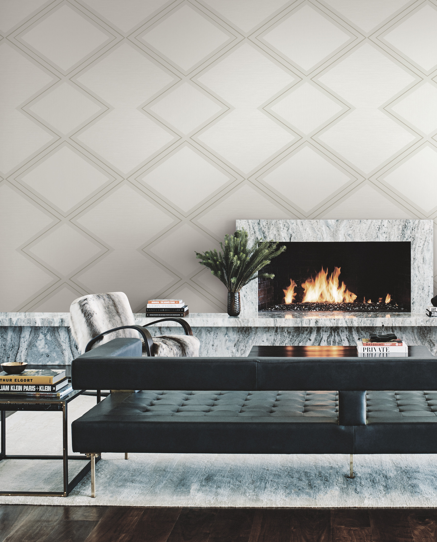 Diamond Twist White & Cream Wallpaper