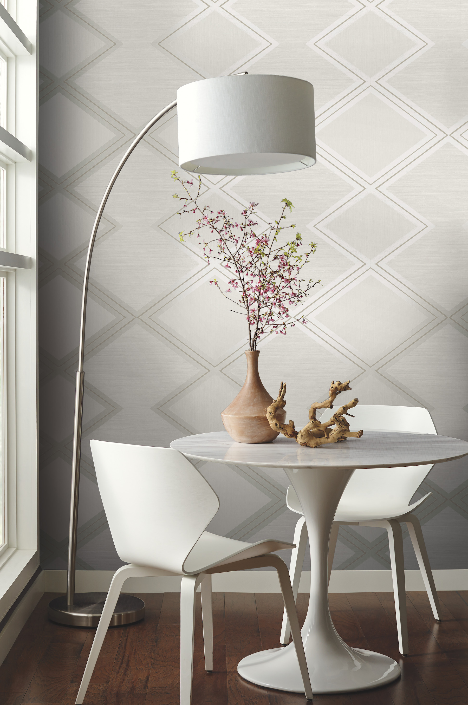 Diamond Twist White & Cream Wallpaper
