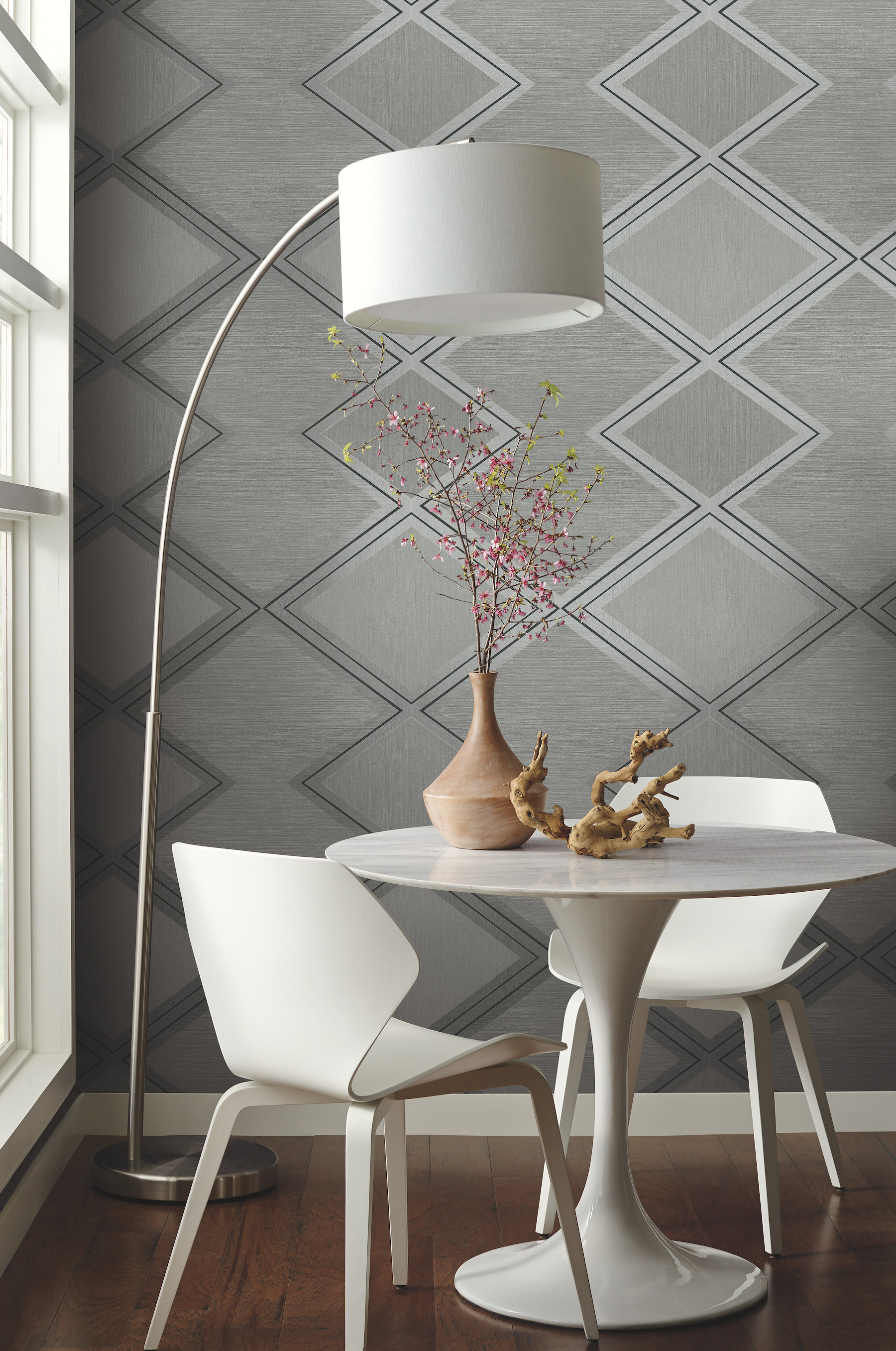 Diamond Twist Grey & Black Wallpaper