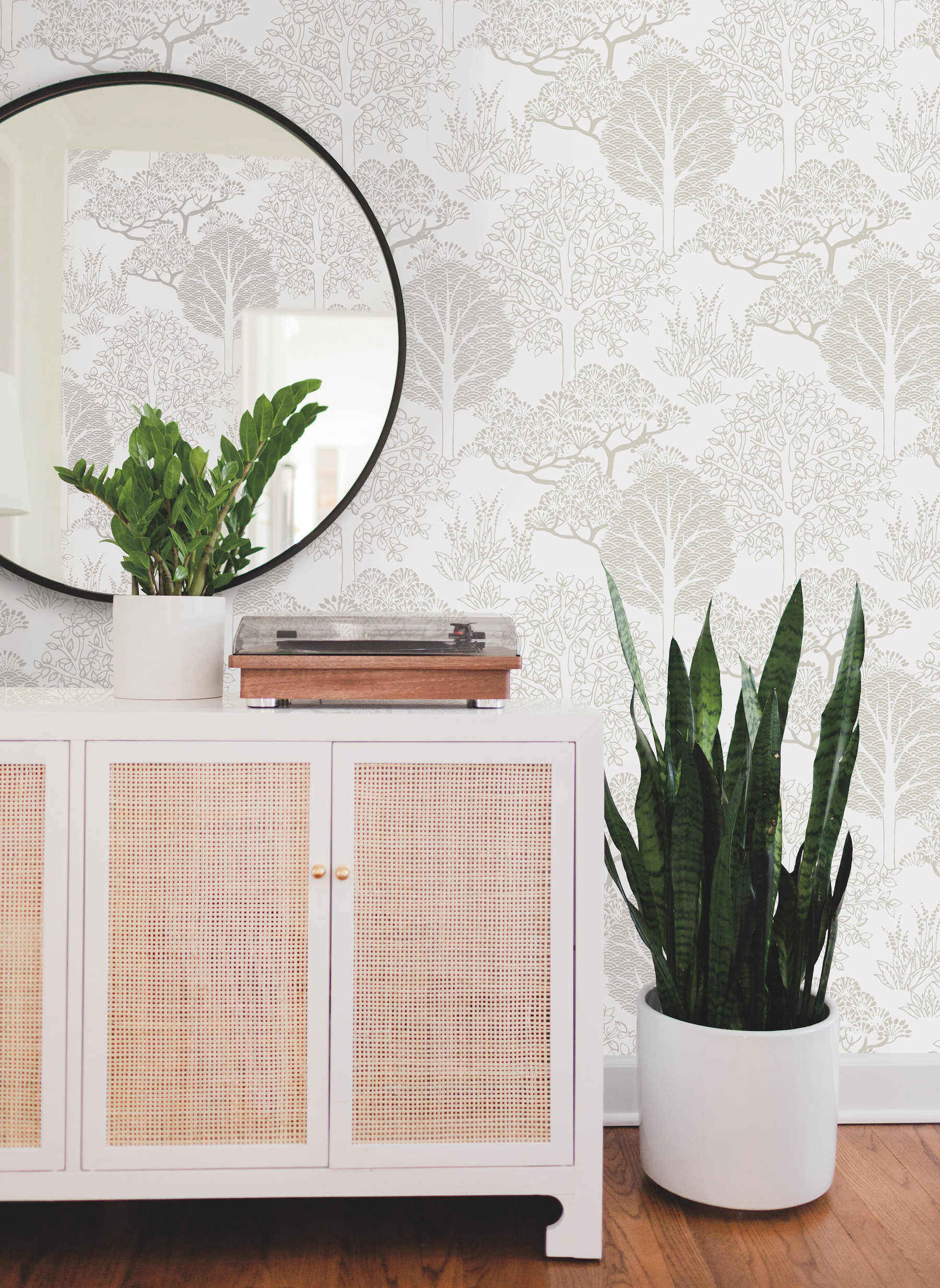 Kimono Trees Metallic Wallpaper